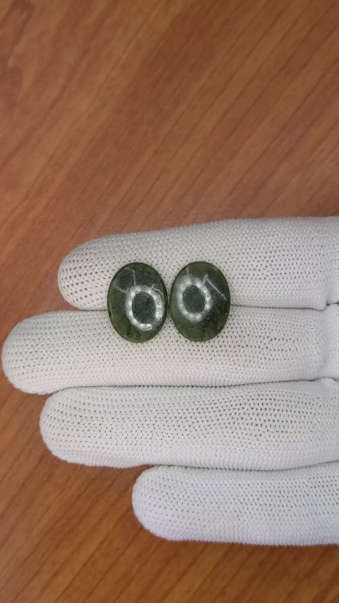 11.60&nbsp;Ct.Tw.Total Carat Weight Cabochon Jade Pair from Burma (Myanmar) Size Video