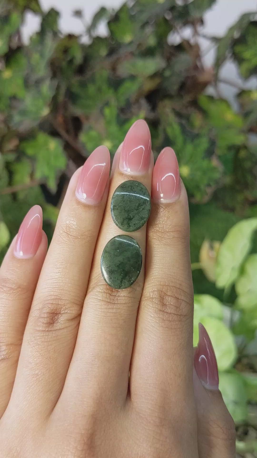 11.60&nbsp;Ct.Tw.Total Carat Weight Cabochon Jade Pair from Burma (Myanmar) Size Video