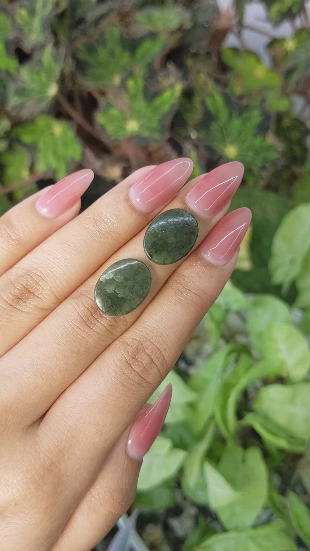 12.19&nbsp;Ct.Tw.Total Carat Weight Cabochon Jade Pair from Burma (Myanmar) Size Video