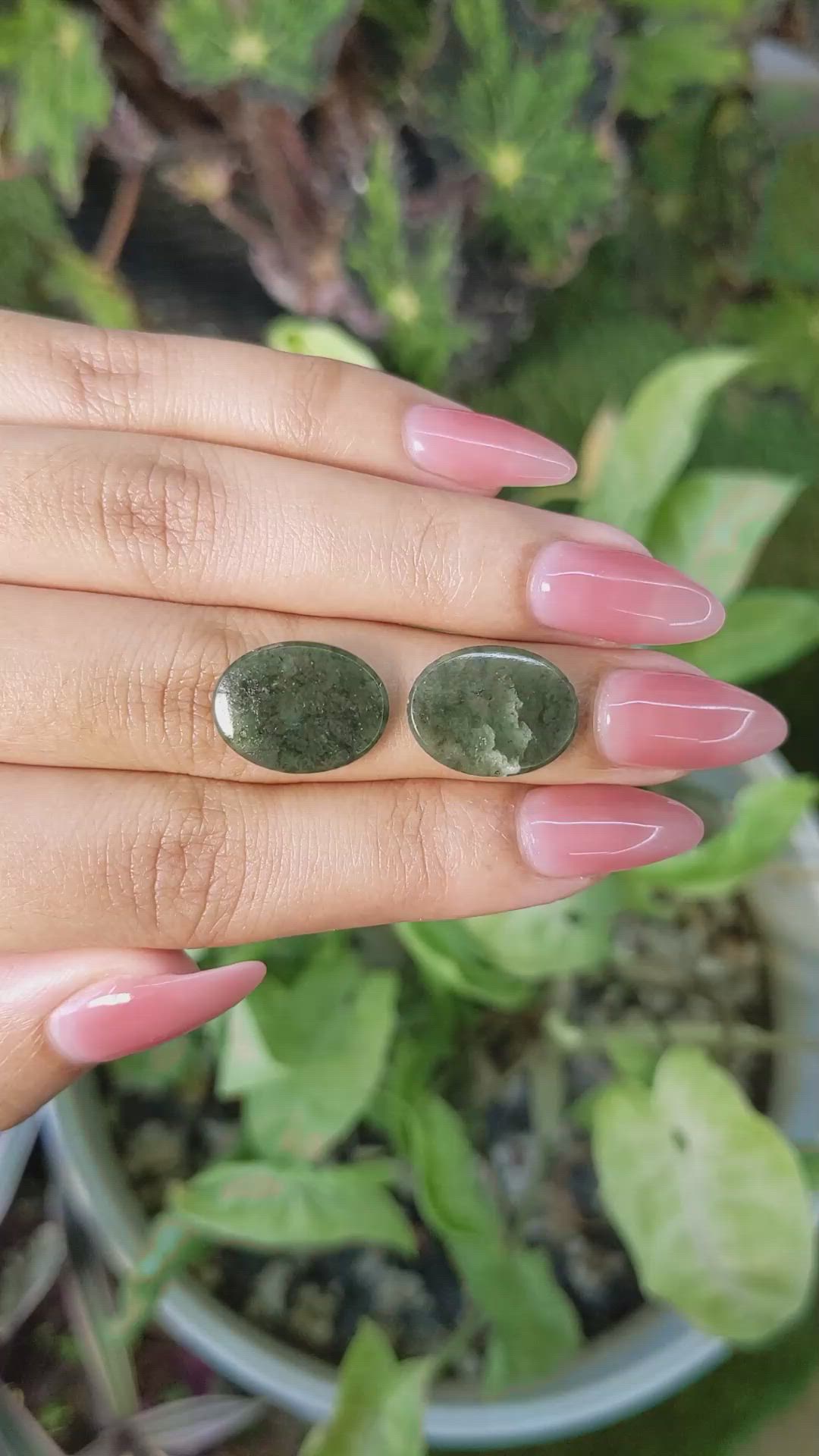 12.19&nbsp;Ct.Tw.Total Carat Weight Cabochon Jade Pair from Burma (Myanmar) Size Video