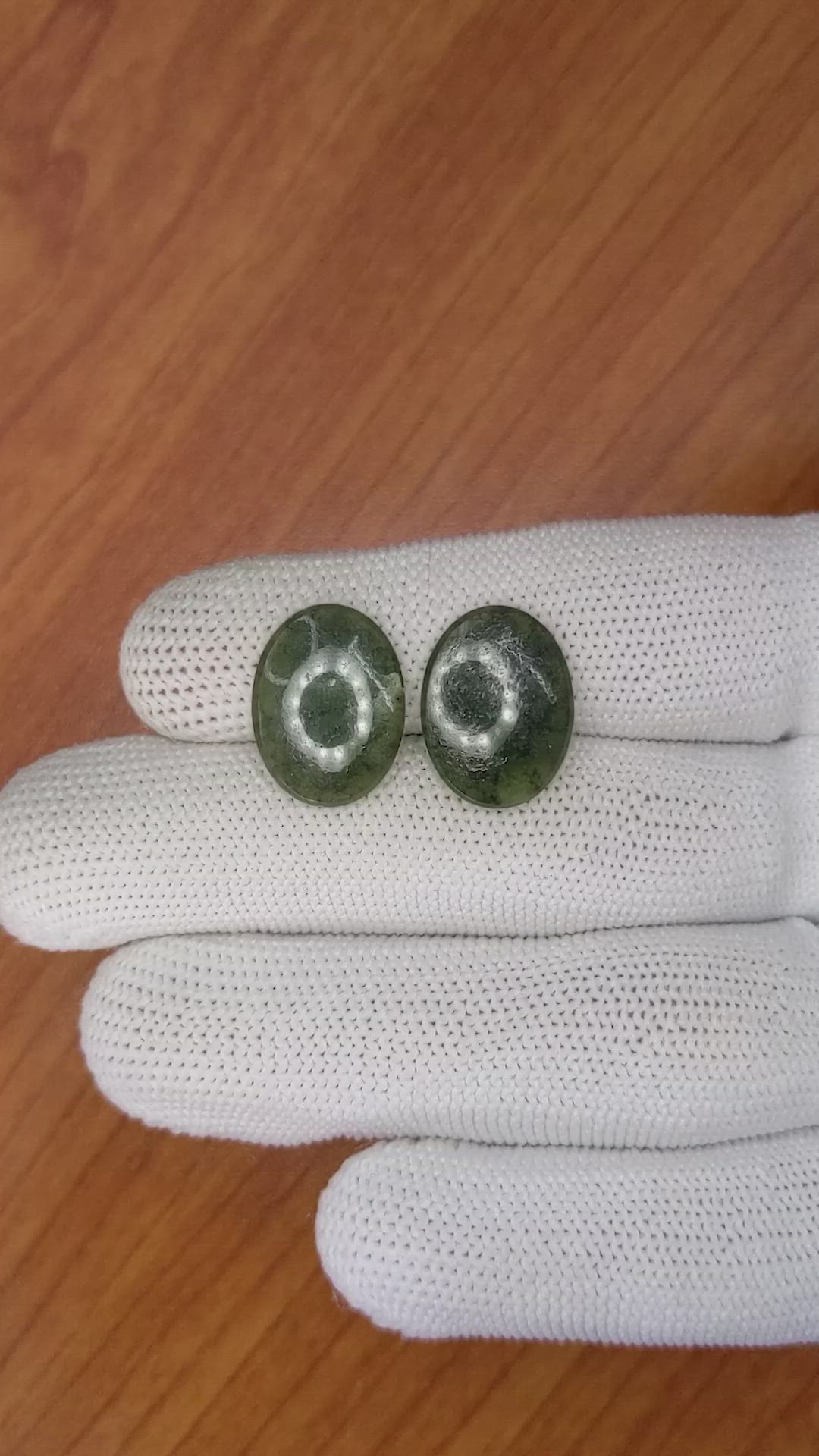 12.19&nbsp;Ct.Tw.Total Carat Weight Cabochon Jade Pair from Burma (Myanmar) Size Video