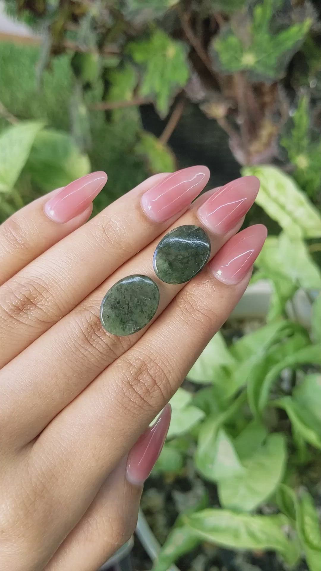 12.11 Ct.Tw.Total Carat Weight Cabochon Jade Pair from Burma (Myanmar) Size Video