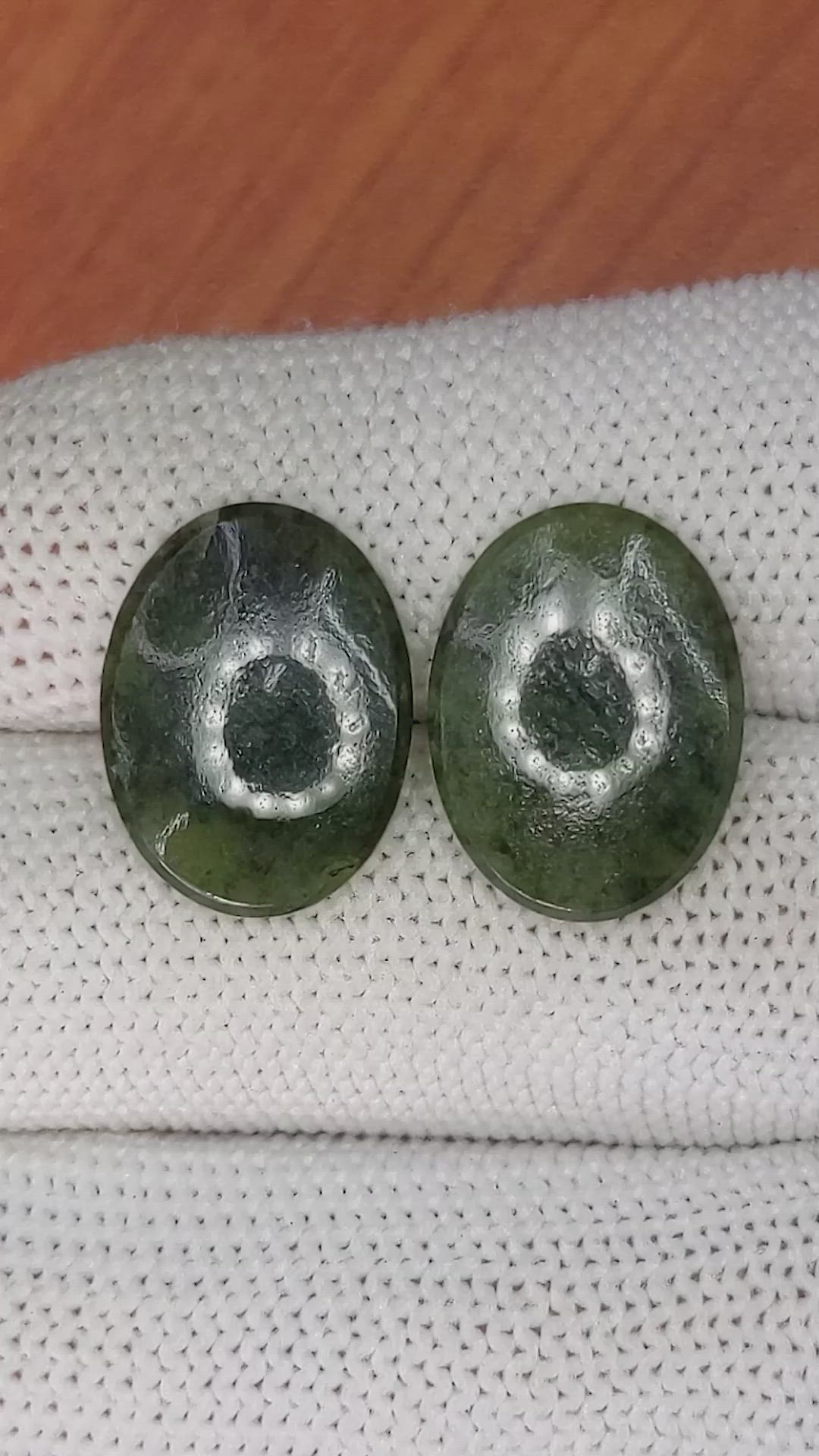 12.11 Ct.Tw.Total Carat Weight Cabochon Jade Pair from Burma (Myanmar) Size Video