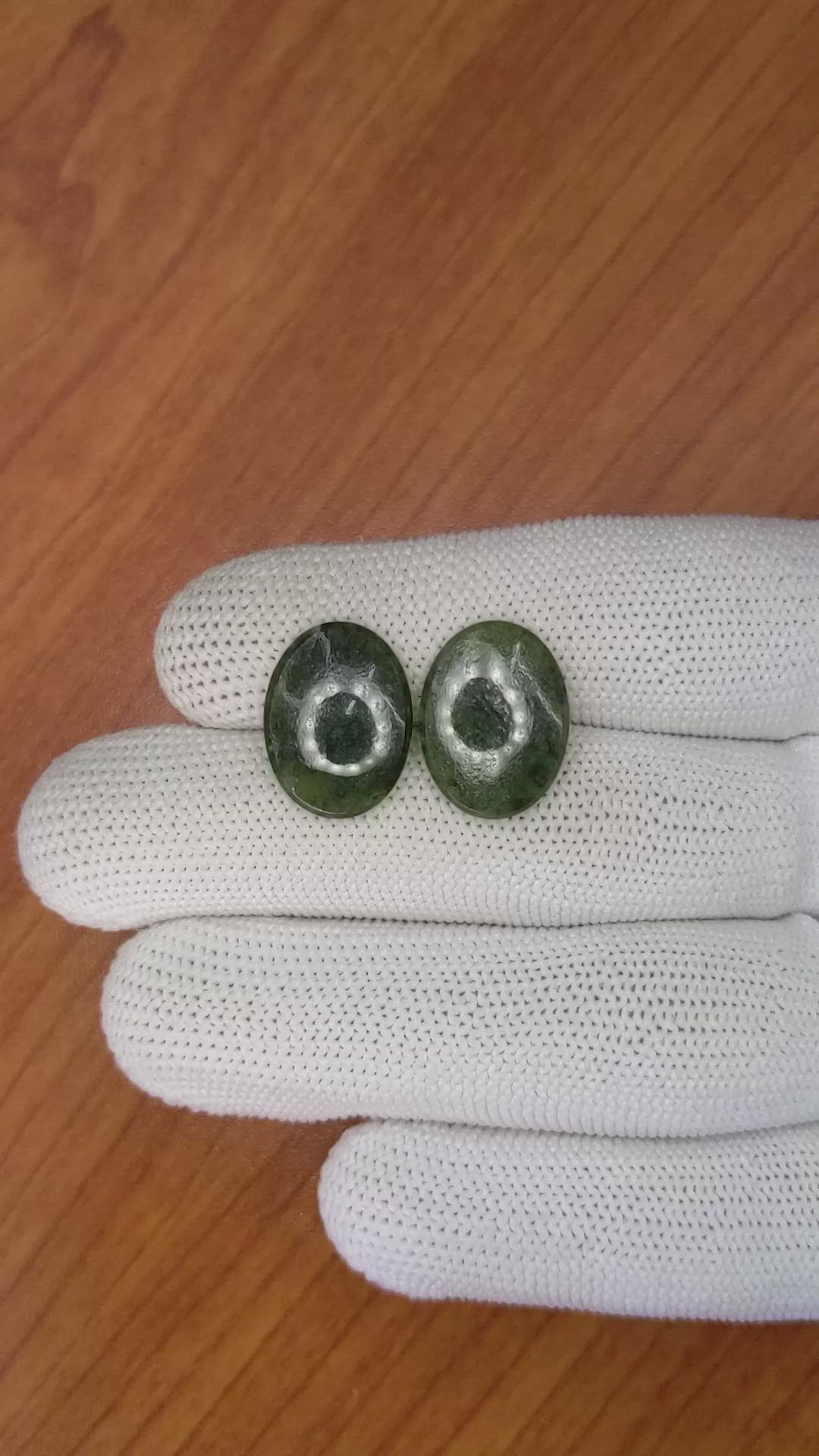 12.11 Ct.Tw.Total Carat Weight Cabochon Jade Pair from Burma (Myanmar) Size Video