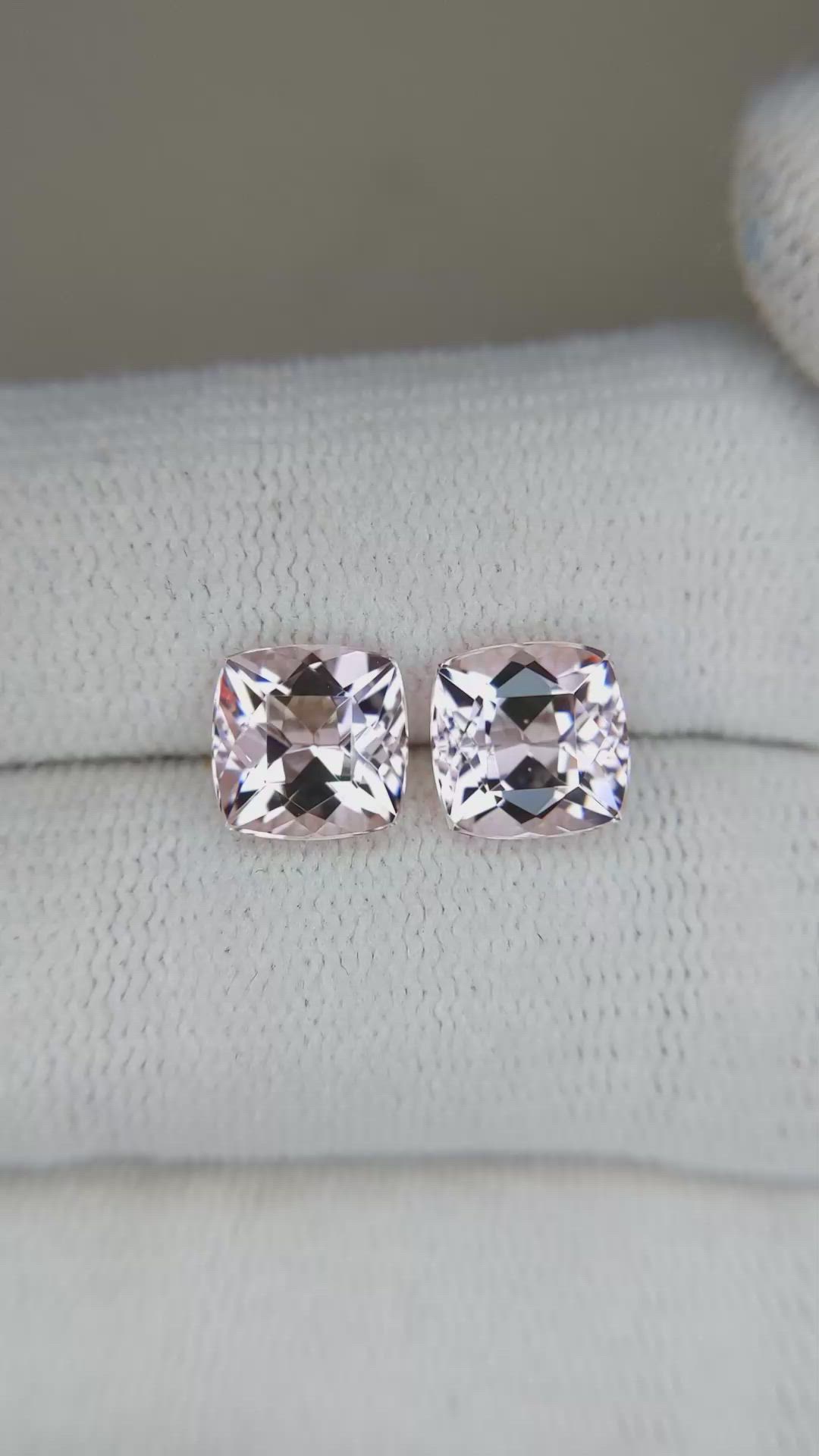3.19 Ct.Tw.Total Carat Weight Morganite Pair from Brazil Size Video