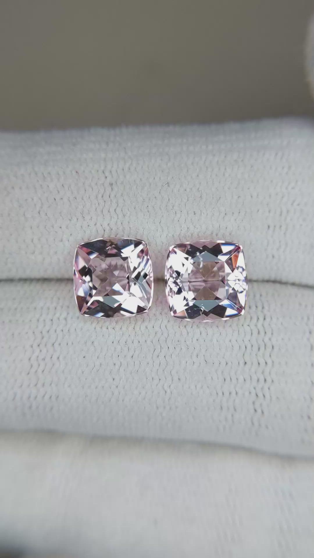 3.63&nbsp;Ct.Tw.Total Carat Weight Morganite Pair from Brazil Size Video