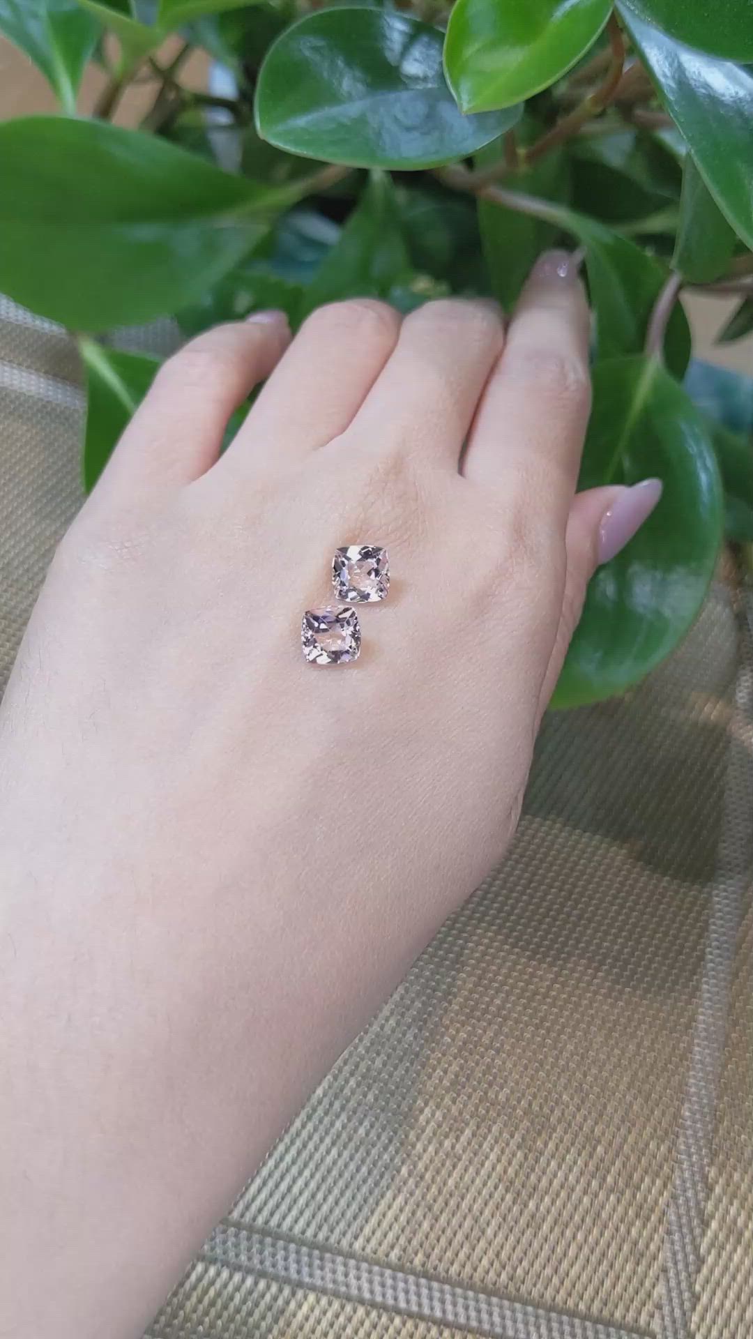 3.63&nbsp;Ct.Tw.Total Carat Weight Morganite Pair from Brazil Size Video