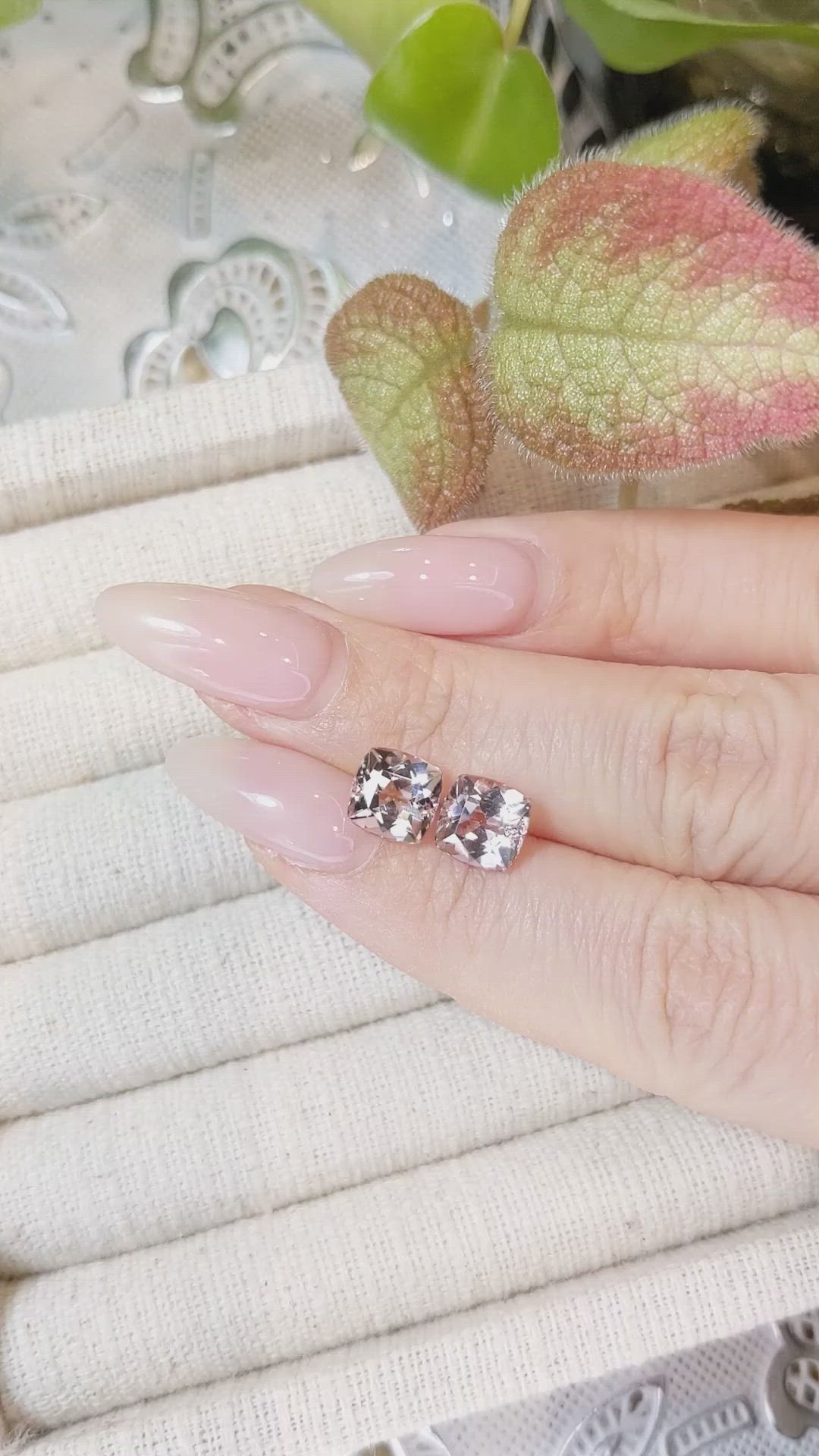 3.77 Ct.Tw.Total Carat Weight Morganite Pair from Brazil Size Video