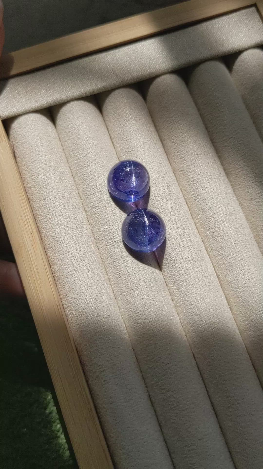 30.43 Ct.Tw.Total Carat Weight Cabochon Tanzanite Pair from Tanzania Size Video