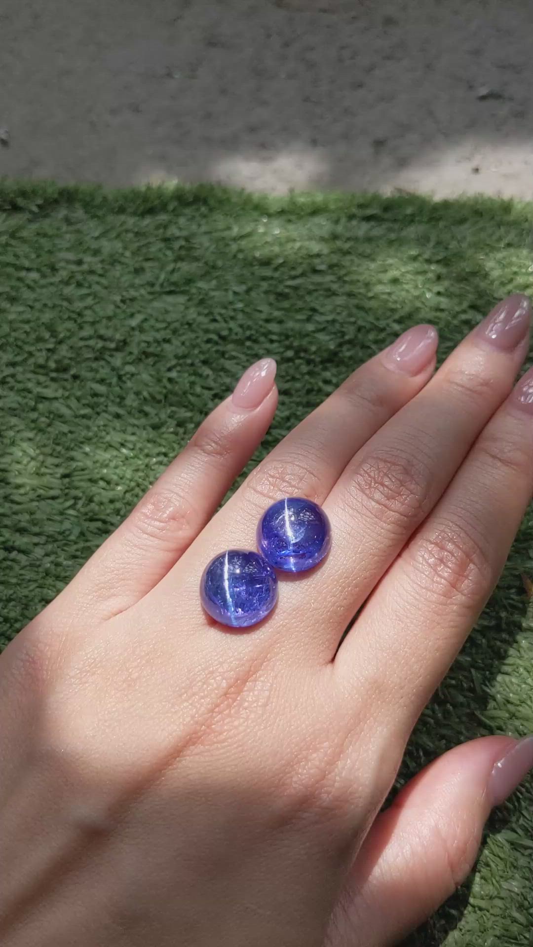 30.43 Ct.Tw.Total Carat Weight Cabochon Tanzanite Pair from Tanzania Size Video