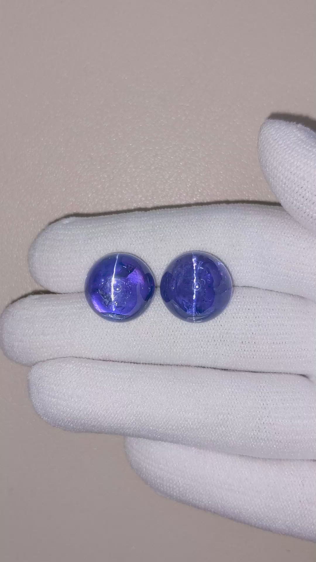 30.43&nbsp;Ct.Tw.Total Carat Weight Cabochon Tanzanite Pair from Tanzania Size Video