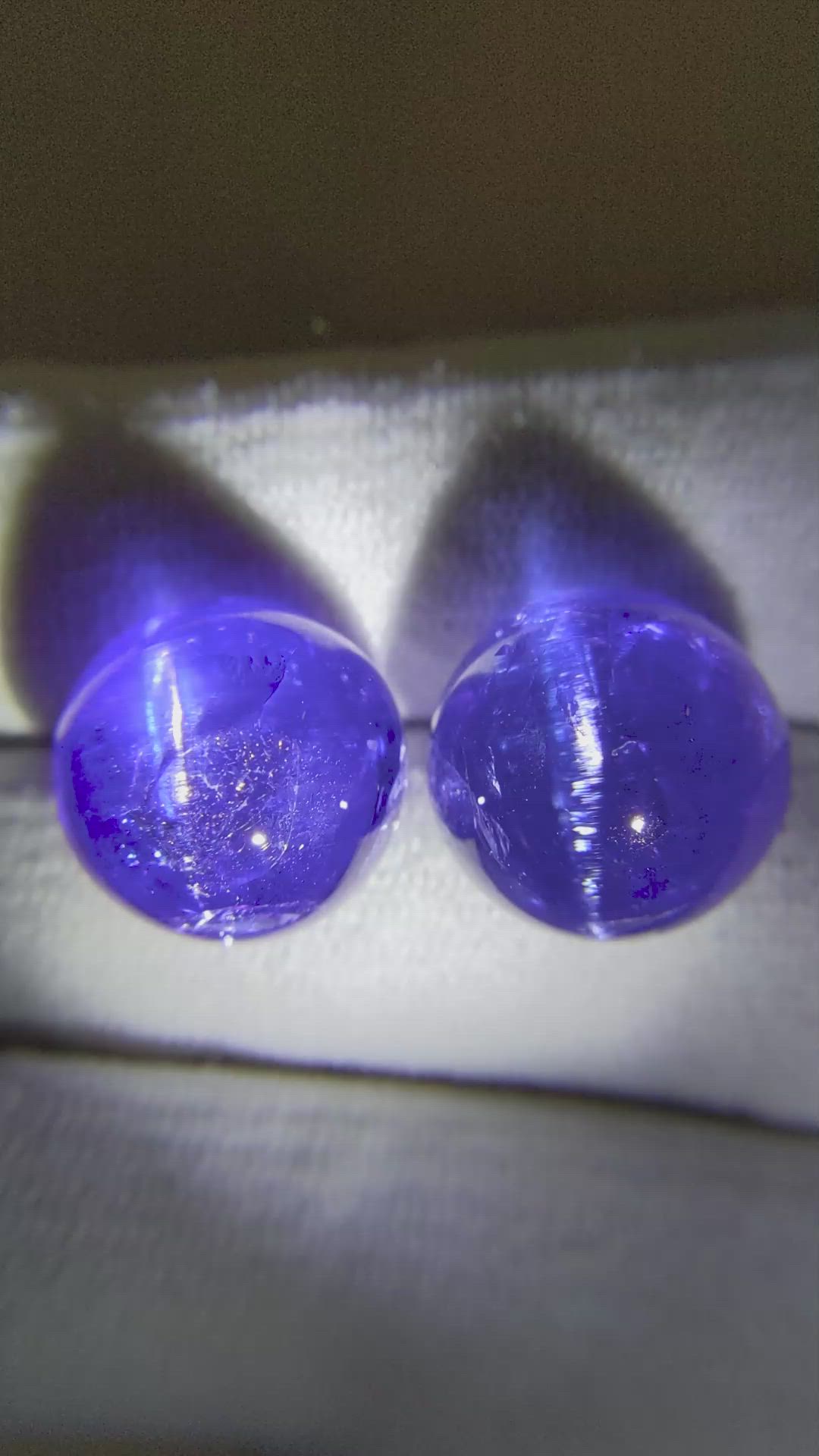 30.43 Ct.Tw.Total Carat Weight Cabochon Tanzanite Pair from Tanzania Size Video