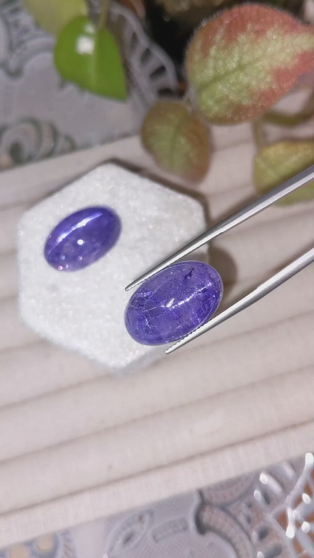 34.74&nbsp;Ct.Tw.Total Carat Weight Violet Cabochon Tanzanite Pair from Tanzania Size Video