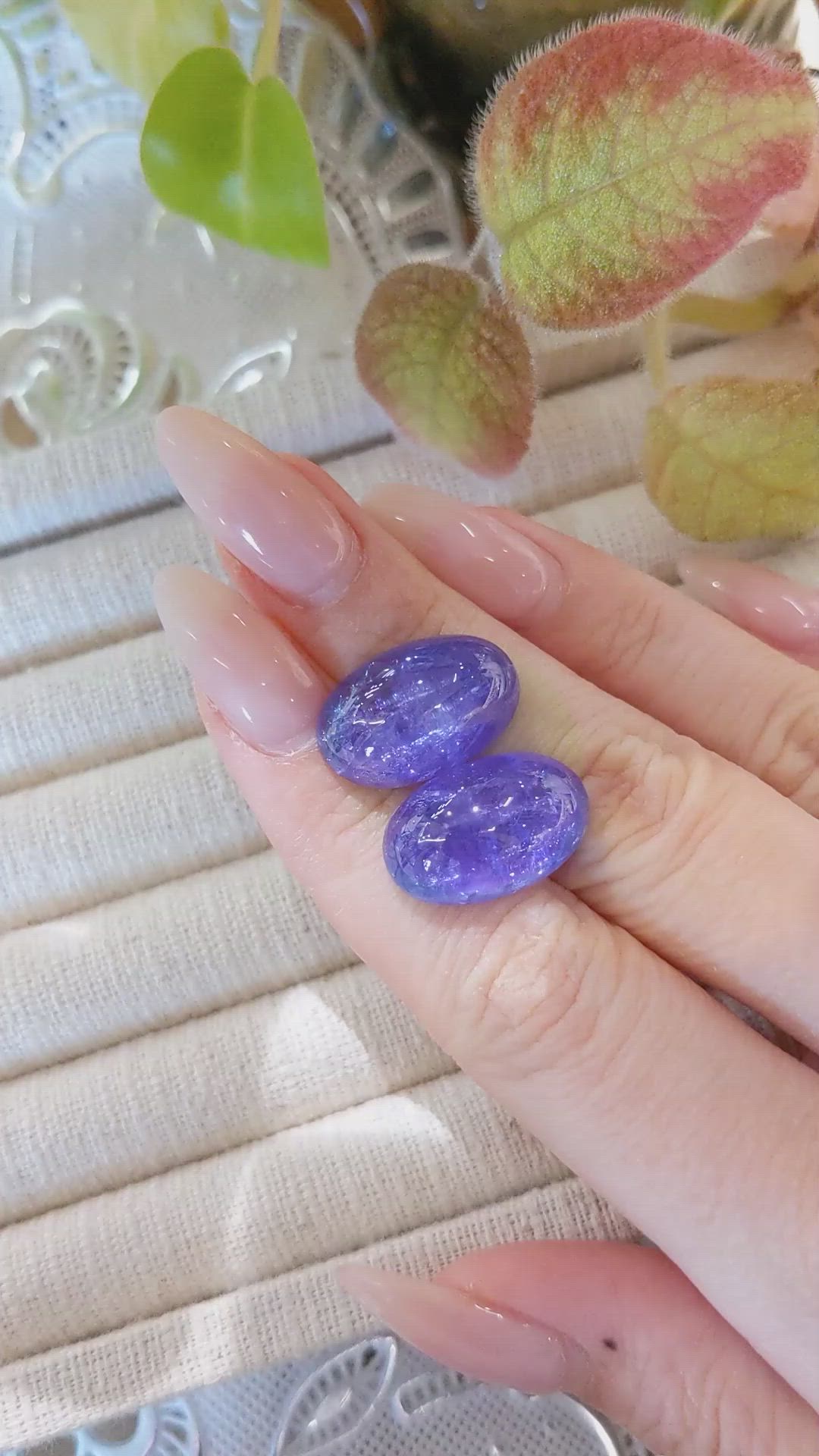 34.74&nbsp;Ct.Tw.Total Carat Weight Violet Cabochon Tanzanite Pair from Tanzania Size Video