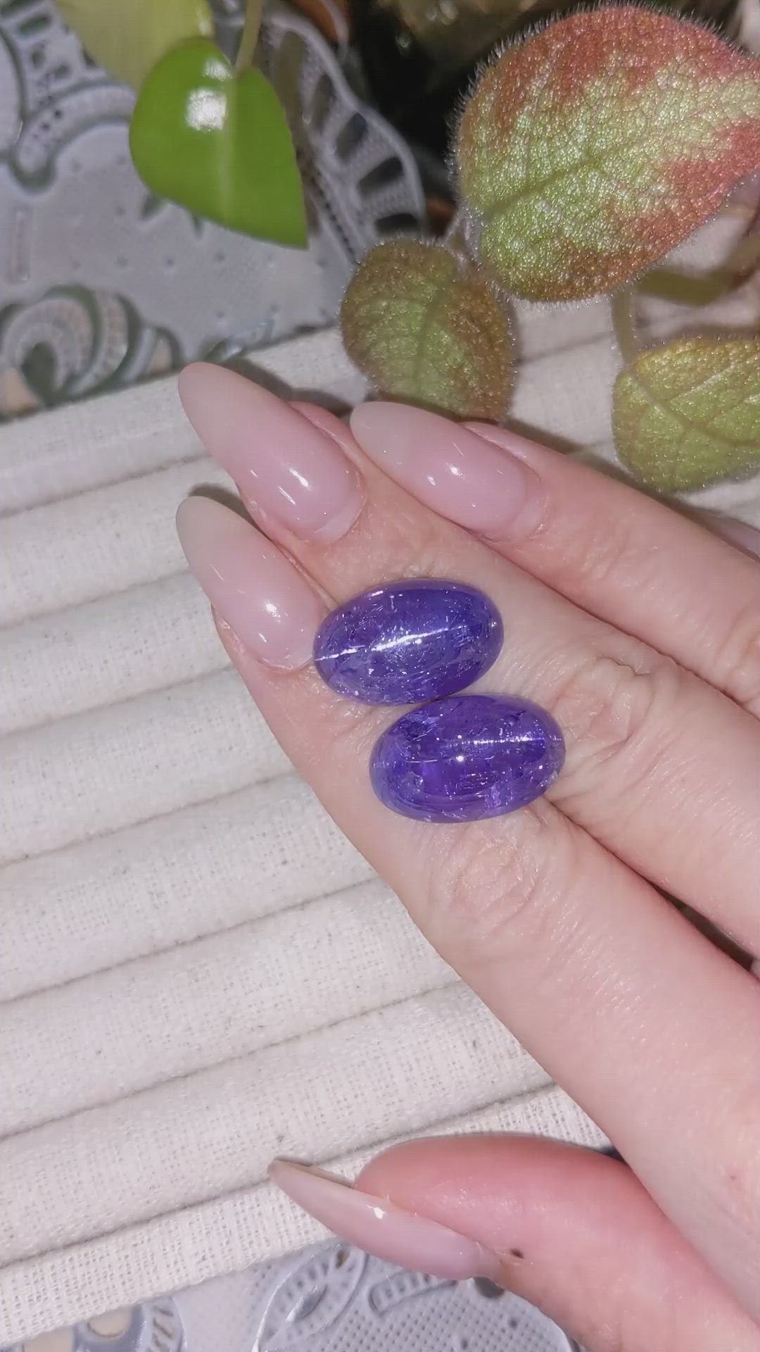 34.74&nbsp;Ct.Tw.Total Carat Weight Violet Cabochon Tanzanite Pair from Tanzania Size Video
