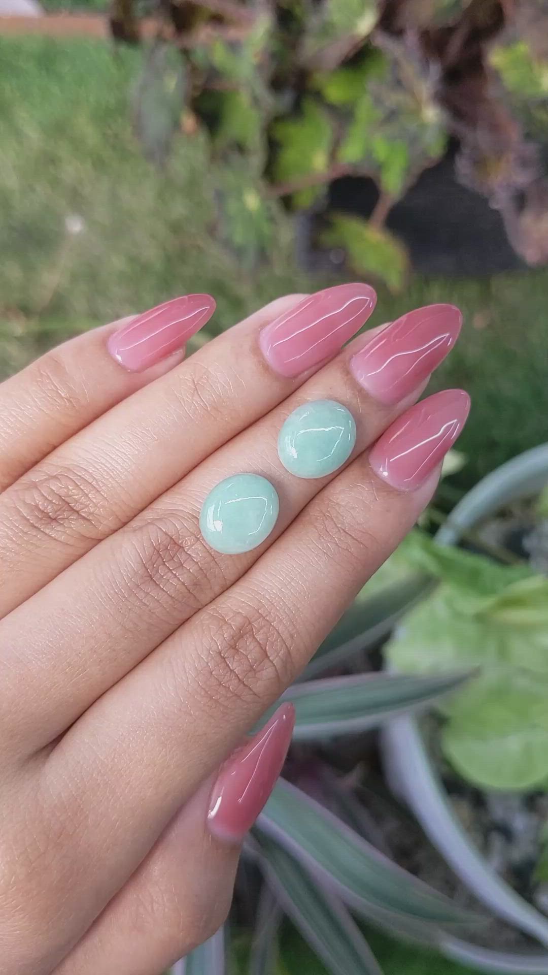 8.52&nbsp;Ct.Tw.Total Carat Weight Cabochon Jade Pair from Burma (Myanmar) Size Video