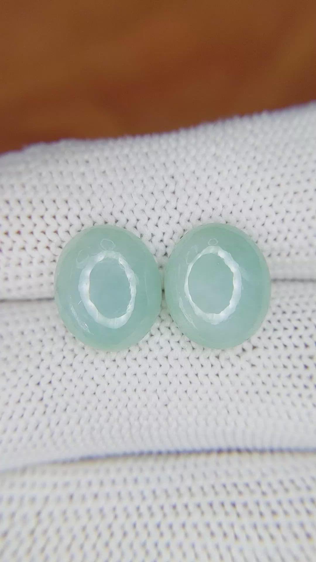 8.52&nbsp;Ct.Tw.Total Carat Weight Cabochon Jade Pair from Burma (Myanmar) Size Video