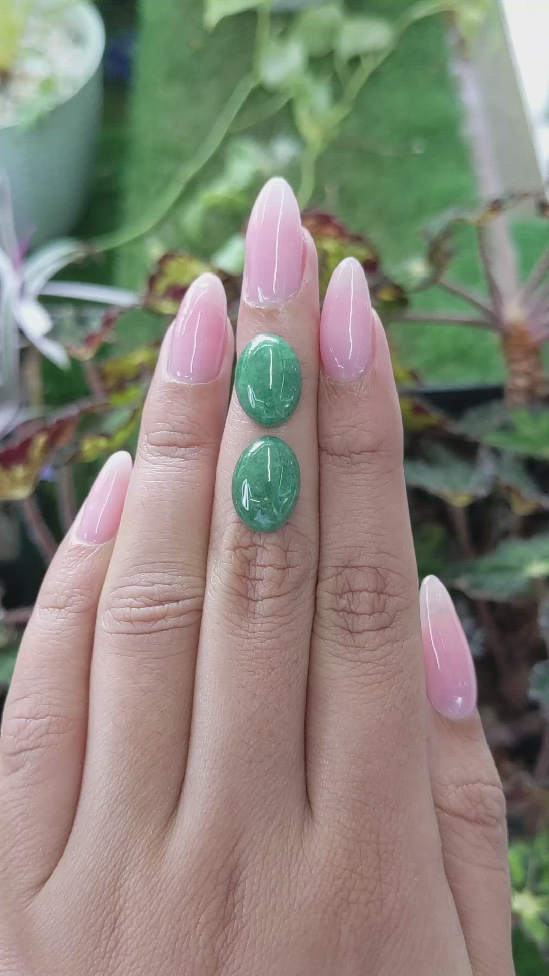 12.19&nbsp;Ct.Tw.Total Carat Weight Cabochon Jade Pair from Burma (Myanmar) Size Video