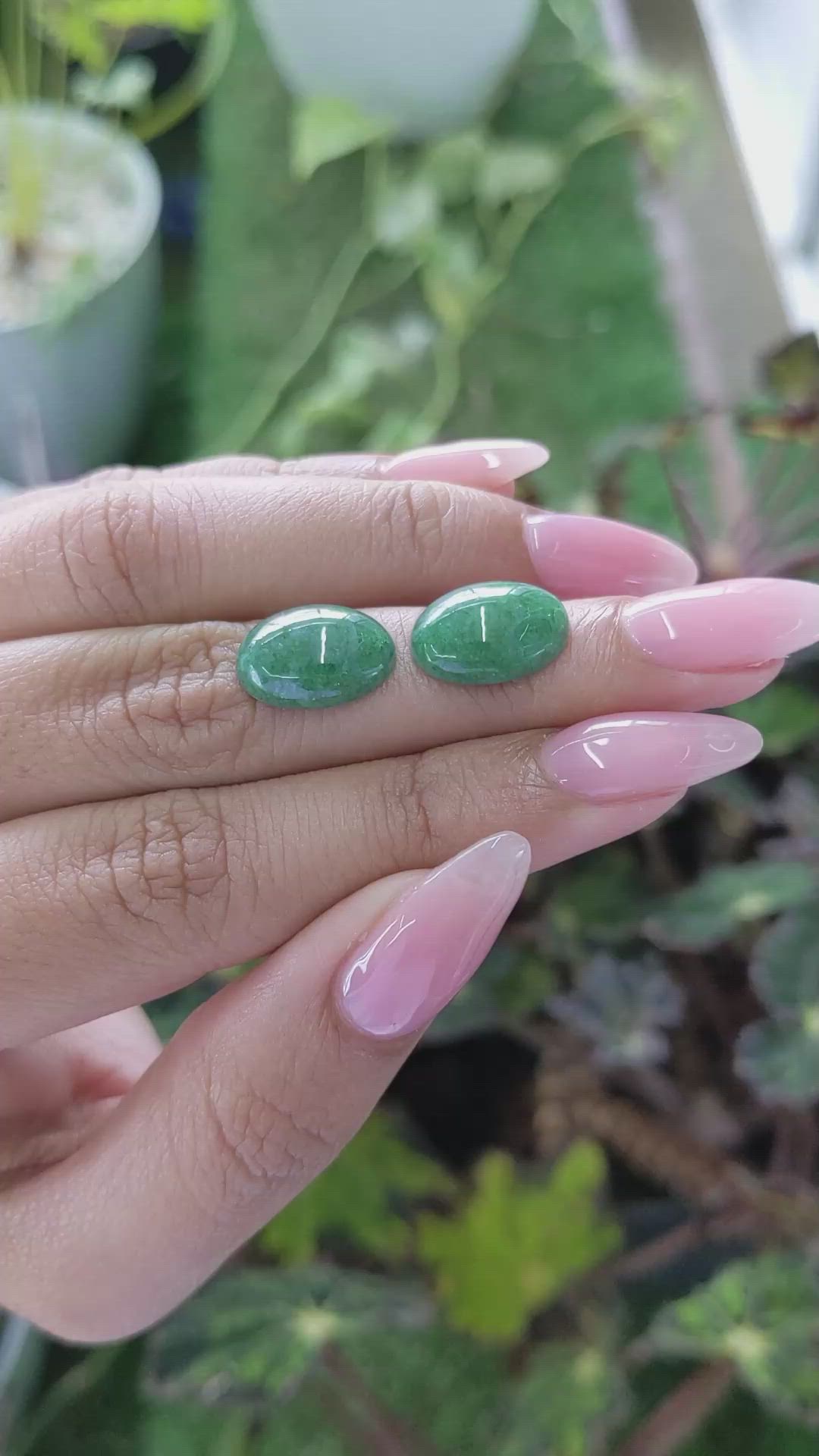 12.19&nbsp;Ct.Tw.Total Carat Weight Cabochon Jade Pair from Burma (Myanmar) Size Video