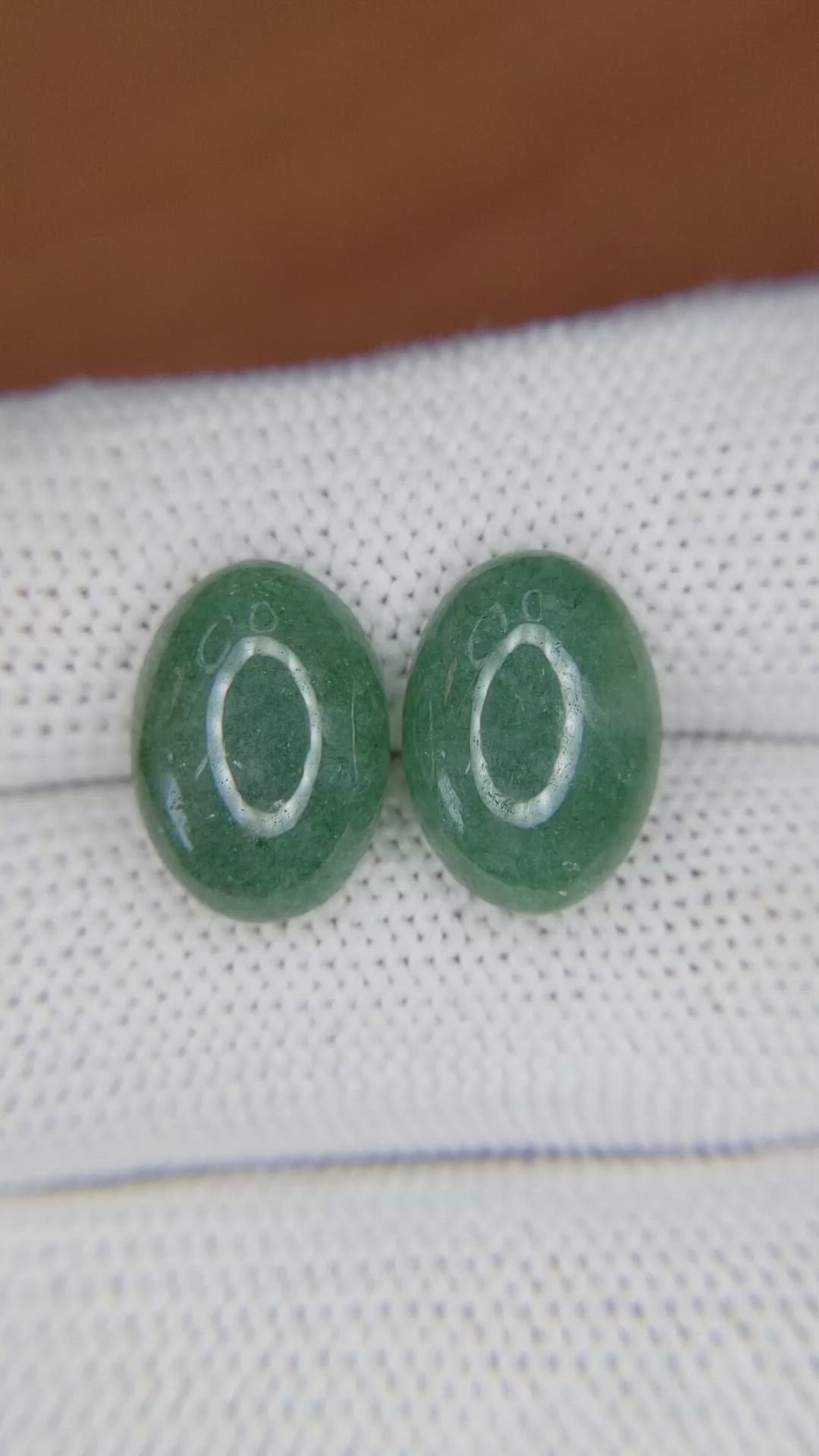 12.19&nbsp;Ct.Tw.Total Carat Weight Cabochon Jade Pair from Burma (Myanmar) Size Video