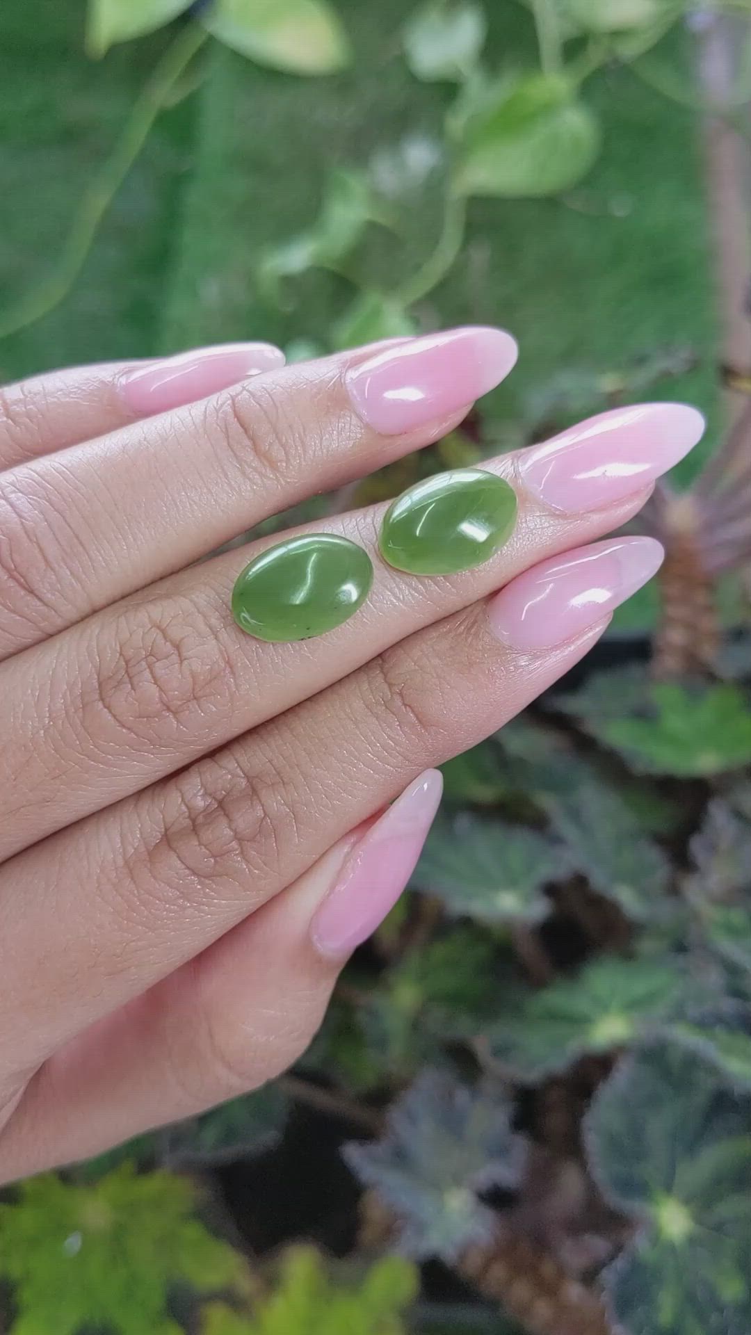 8.79&nbsp;Ct.Tw.Total Carat Weight Cabochon Jade Pair from Burma (Myanmar) Size Video