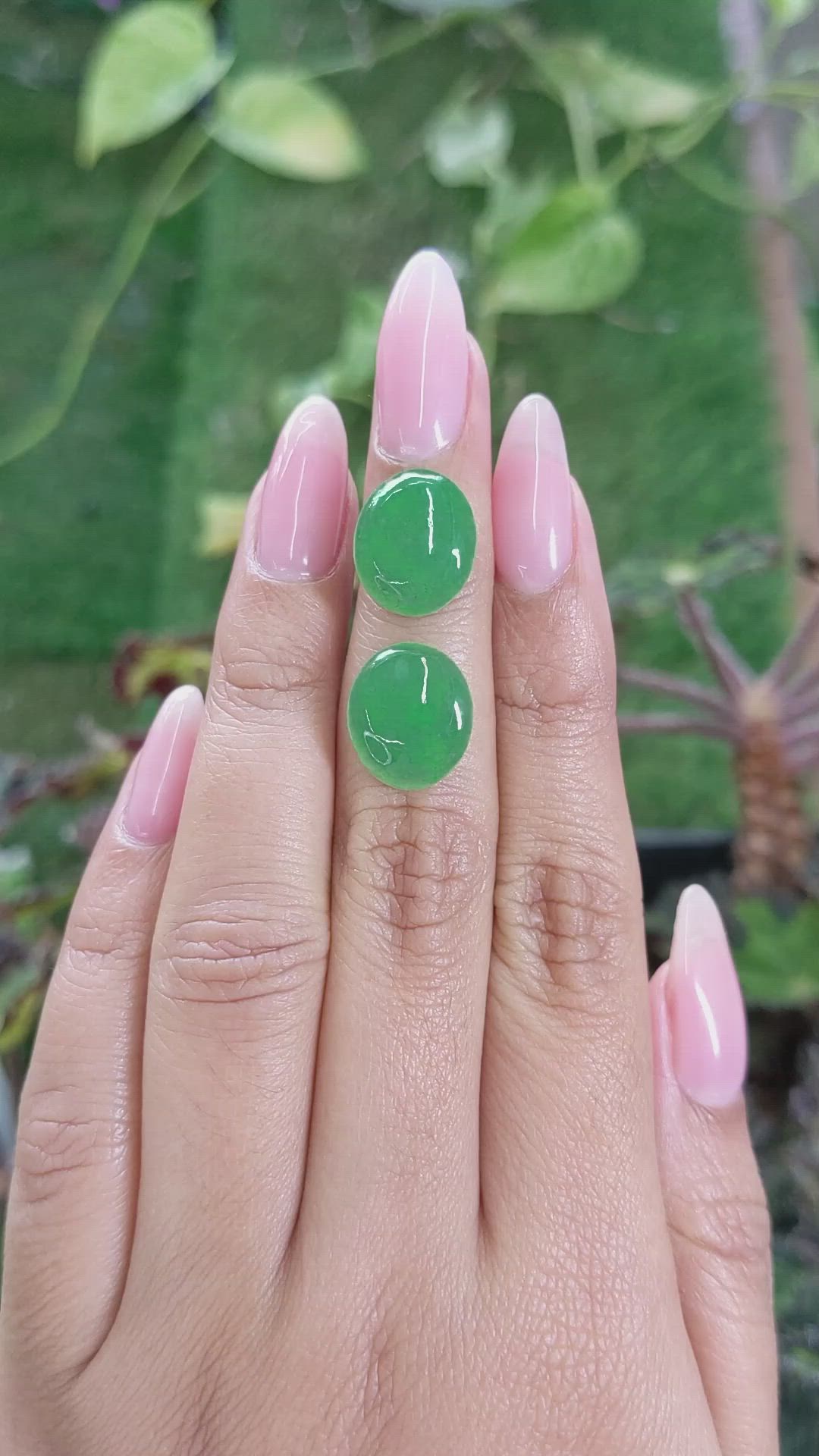 10.80&nbsp;Ct.Tw.Total Carat Weight Cabochon Jade Pair from Burma (Myanmar) Size Video