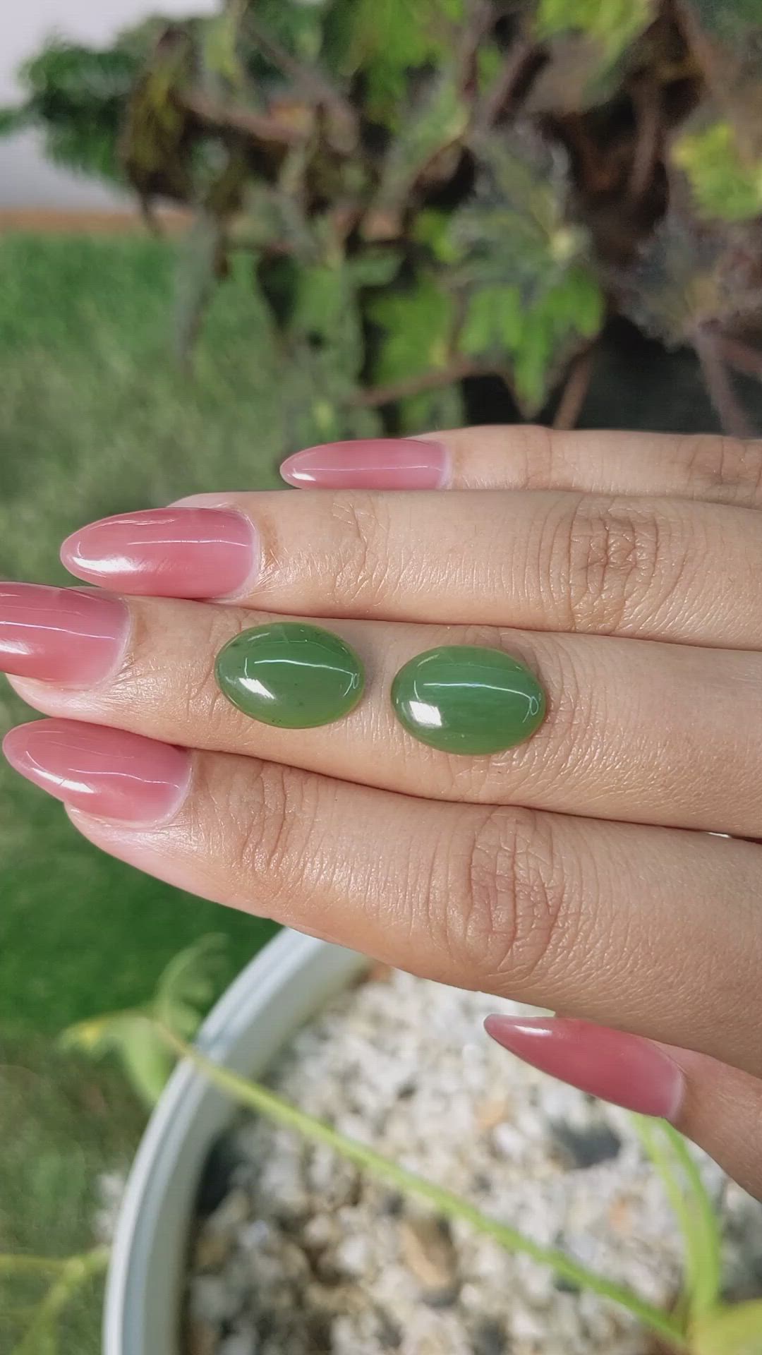 8.38&nbsp;Ct.Tw.Total Carat Weight Cabochon Jade Pair from Burma (Myanmar) Size Video