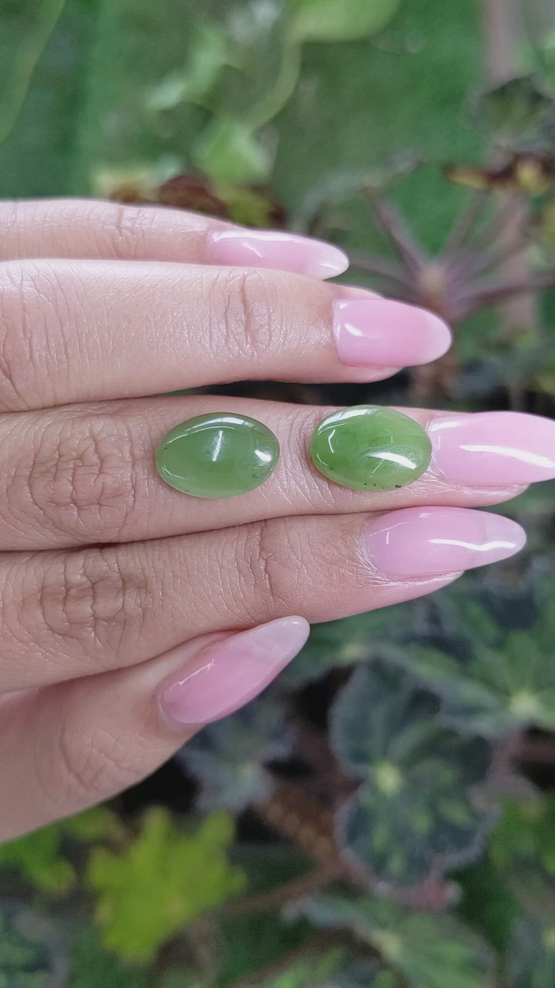 7.01&nbsp;Ct.Tw.Total Carat Weight Cabochon Jade Pair from Burma (Myanmar) Size Video