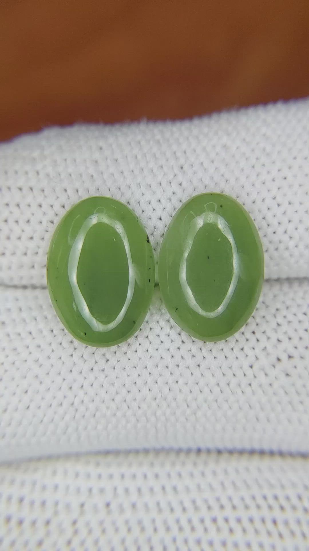 7.01&nbsp;Ct.Tw.Total Carat Weight Cabochon Jade Pair from Burma (Myanmar) Size Video