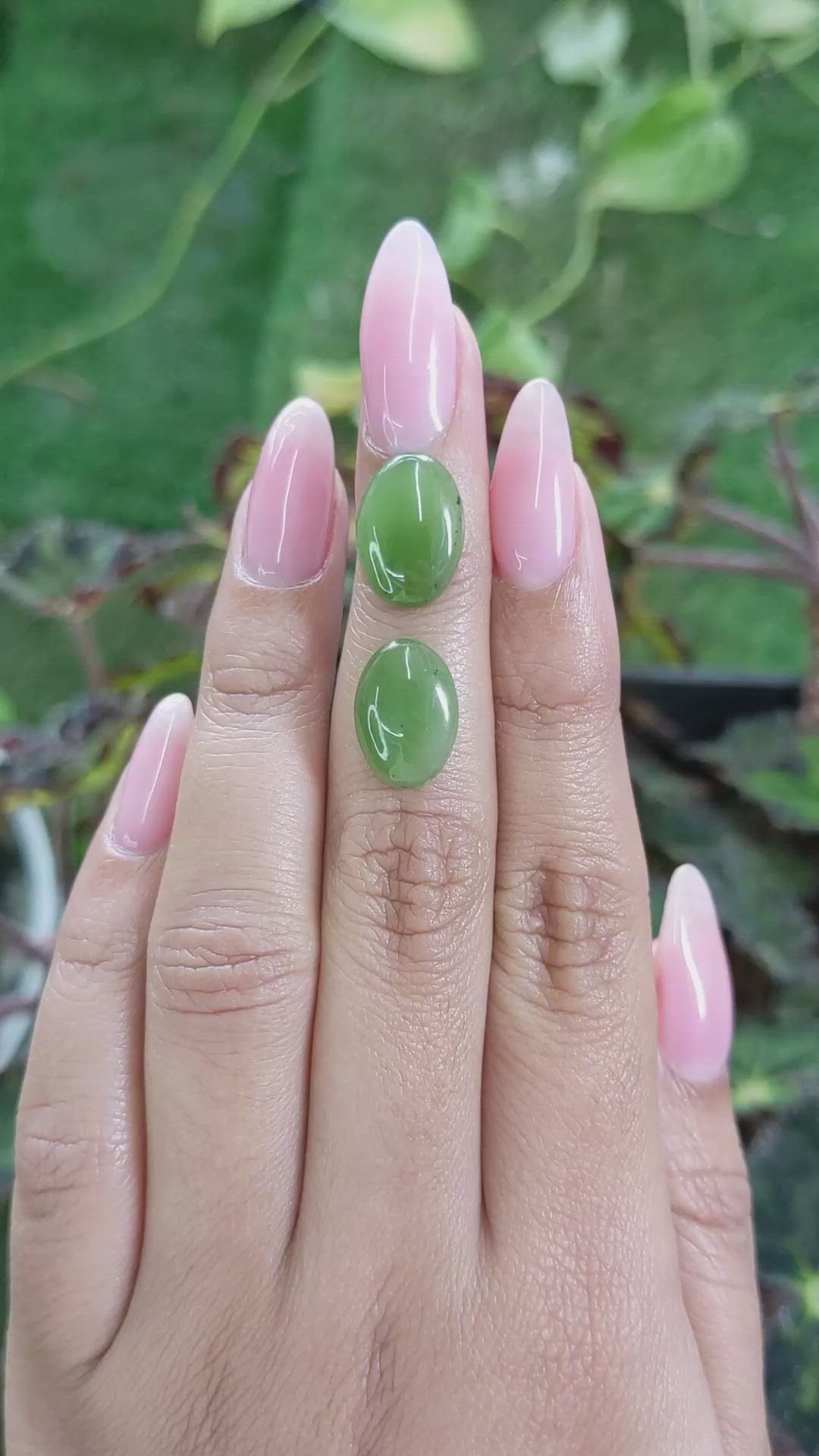 7.01&nbsp;Ct.Tw.Total Carat Weight Cabochon Jade Pair from Burma (Myanmar) Size Video