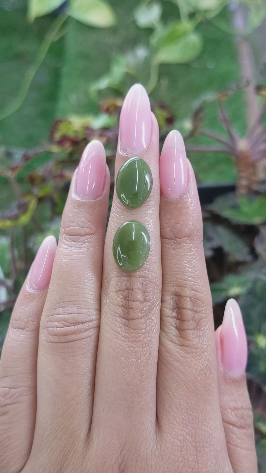 7.96&nbsp;Ct.Tw.Total Carat Weight Cabochon Jade Pair from Burma (Myanmar) Size Video