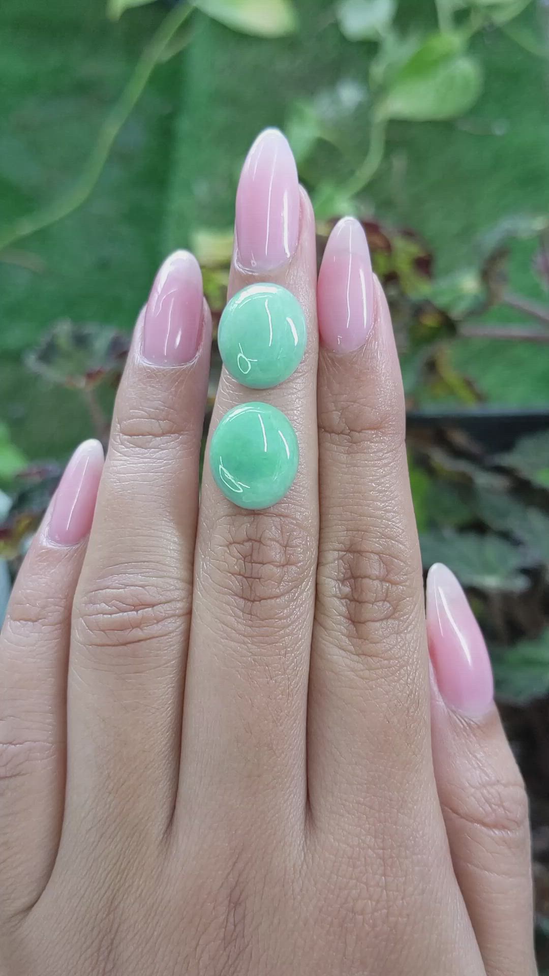 13.63&nbsp;Ct.Tw.Total Carat Weight Cabochon Jade Pair from Burma (Myanmar) Size Video