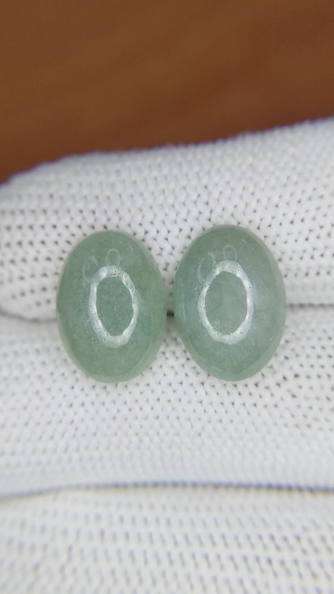 10.13&nbsp;Ct.Tw.Total Carat Weight Cabochon Jade Pair from Burma (Myanmar) Size Video