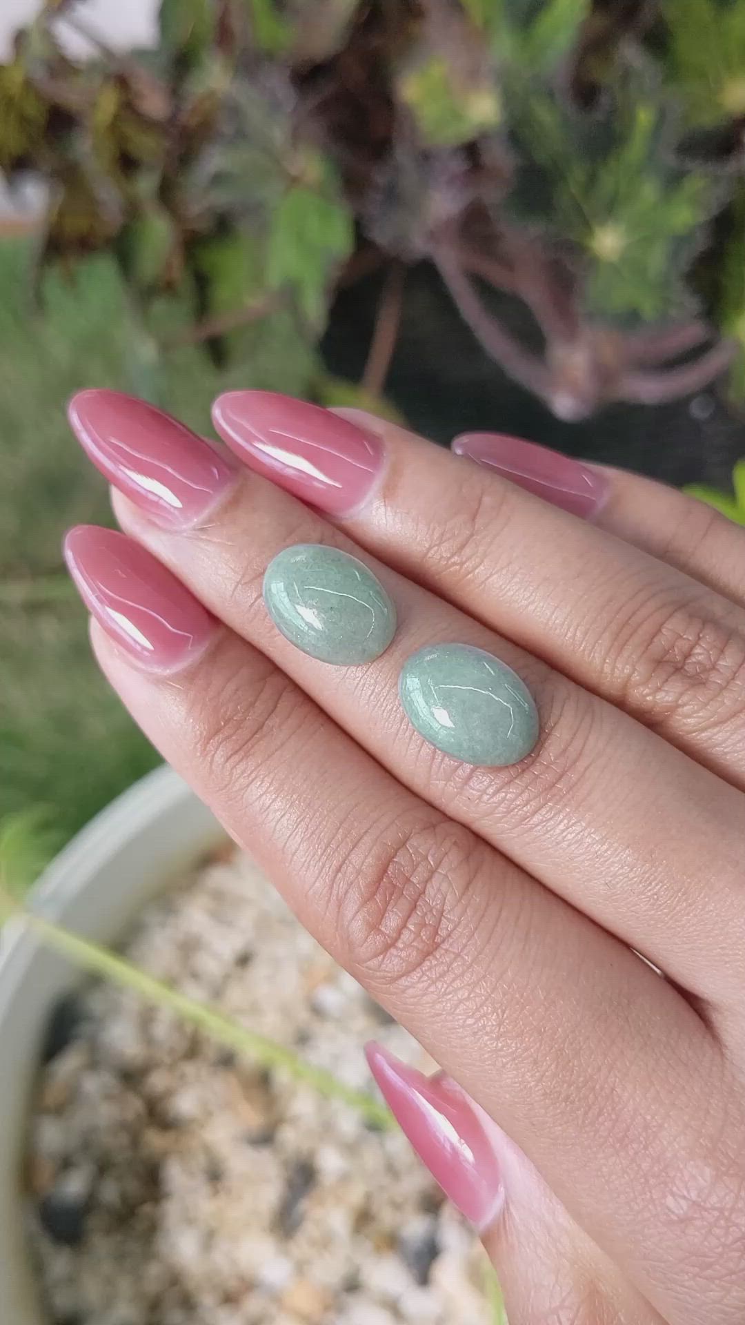 10.13&nbsp;Ct.Tw.Total Carat Weight Cabochon Jade Pair from Burma (Myanmar) Size Video