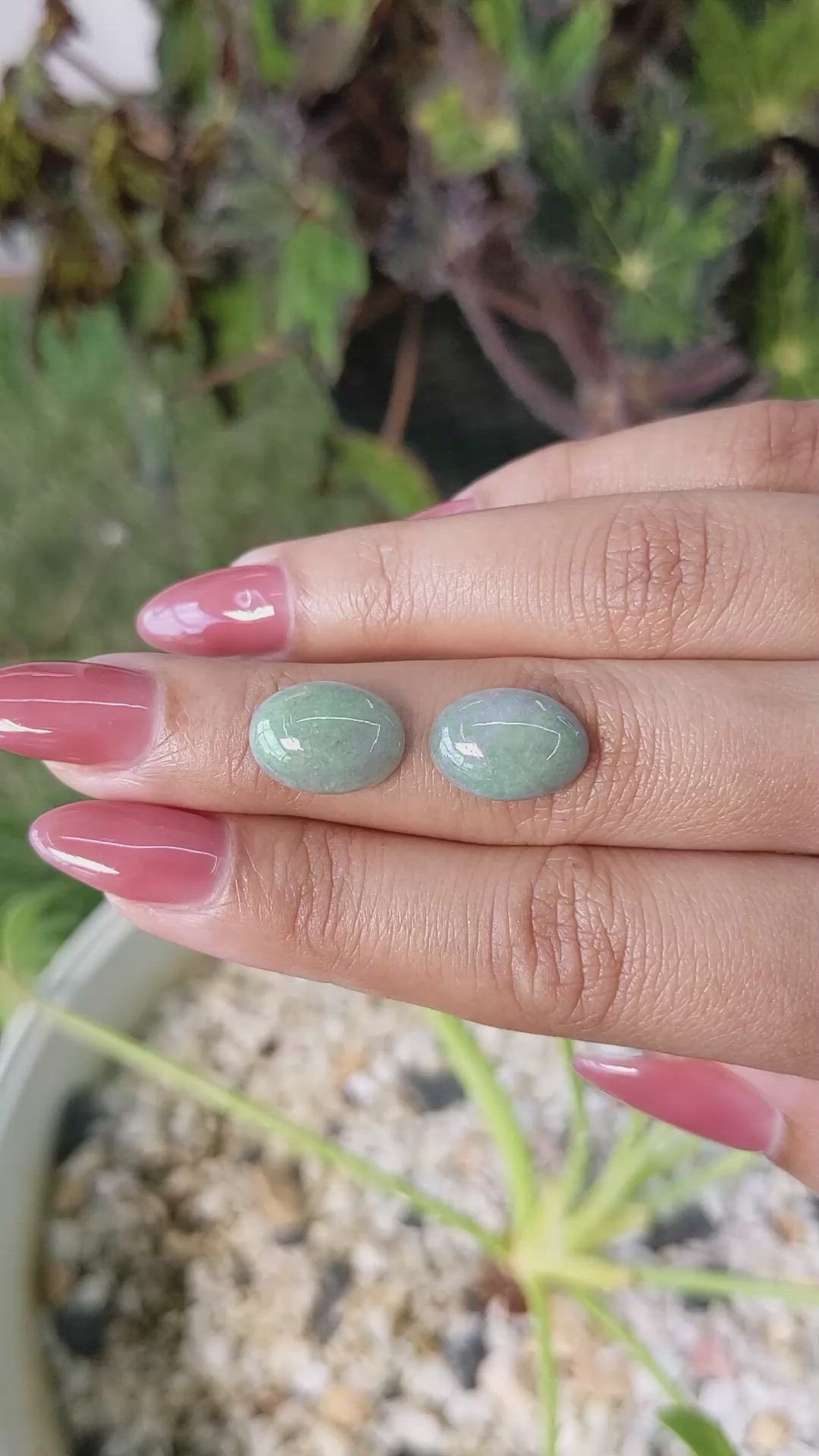 10.13&nbsp;Ct.Tw.Total Carat Weight Cabochon Jade Pair from Burma (Myanmar) Size Video