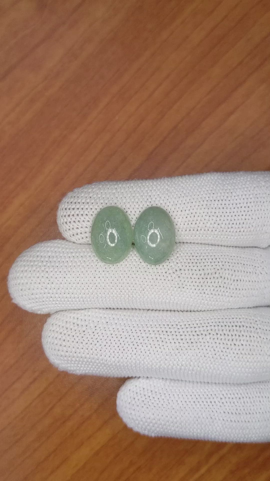 10.13&nbsp;Ct.Tw.Total Carat Weight Cabochon Jade Pair from Burma (Myanmar) Size Video