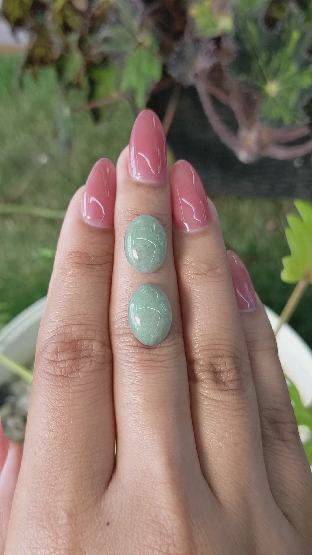 10.13&nbsp;Ct.Tw.Total Carat Weight Cabochon Jade Pair from Burma (Myanmar) Size Video