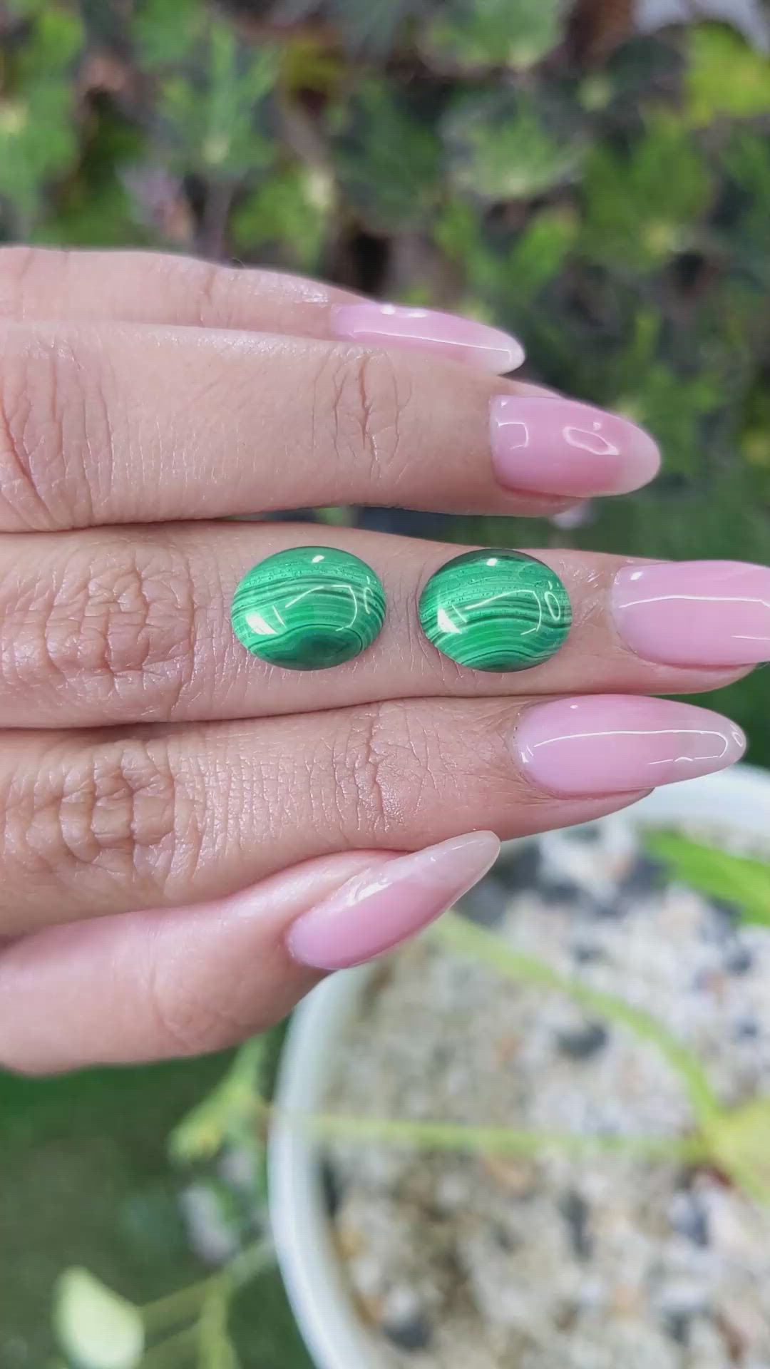 10.41&nbsp;Ct.Tw.Total Carat Weight Cabochon Malachite Pair from Russia Size Video