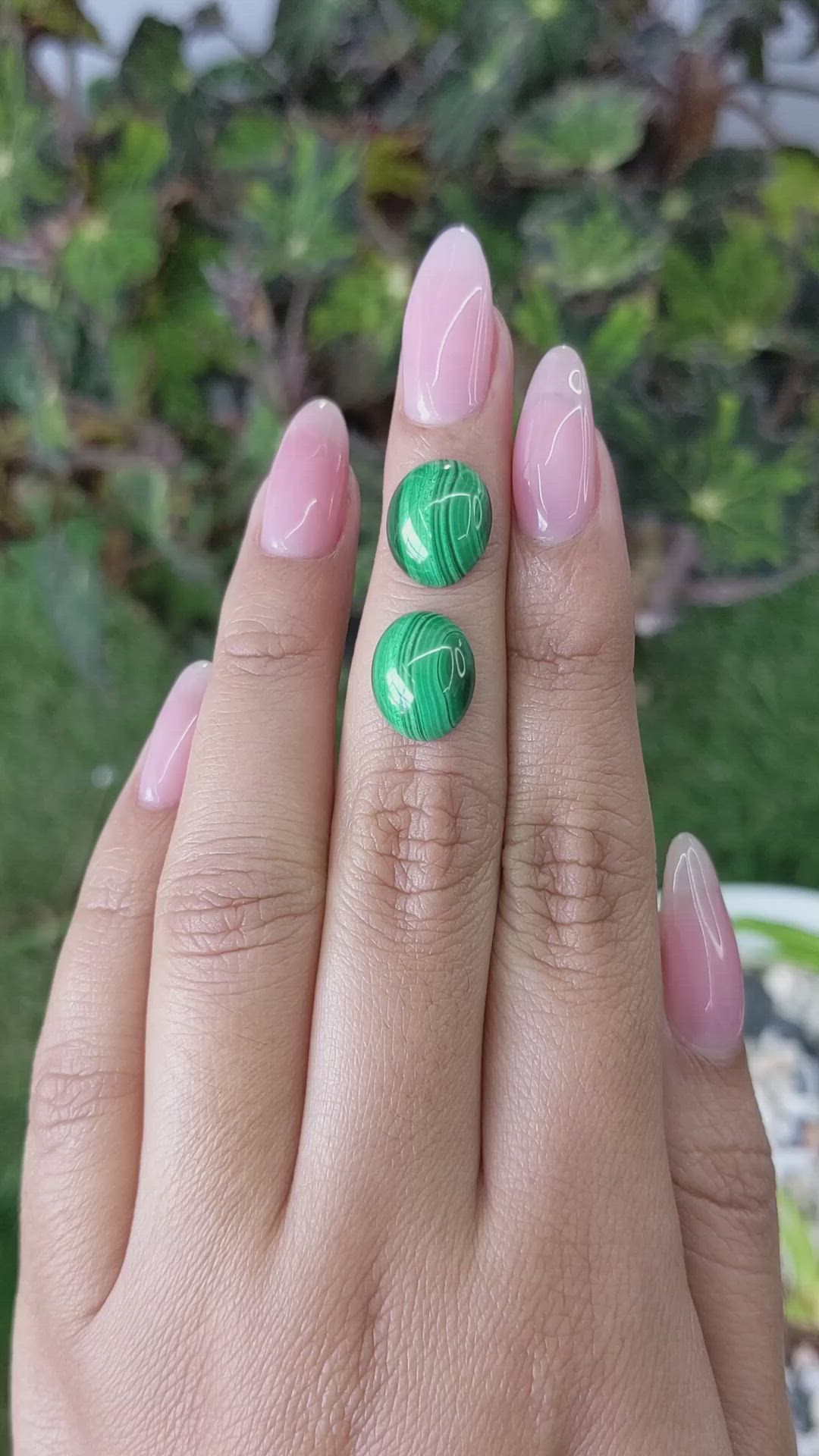 10.41&nbsp;Ct.Tw.Total Carat Weight Cabochon Malachite Pair from Russia Size Video