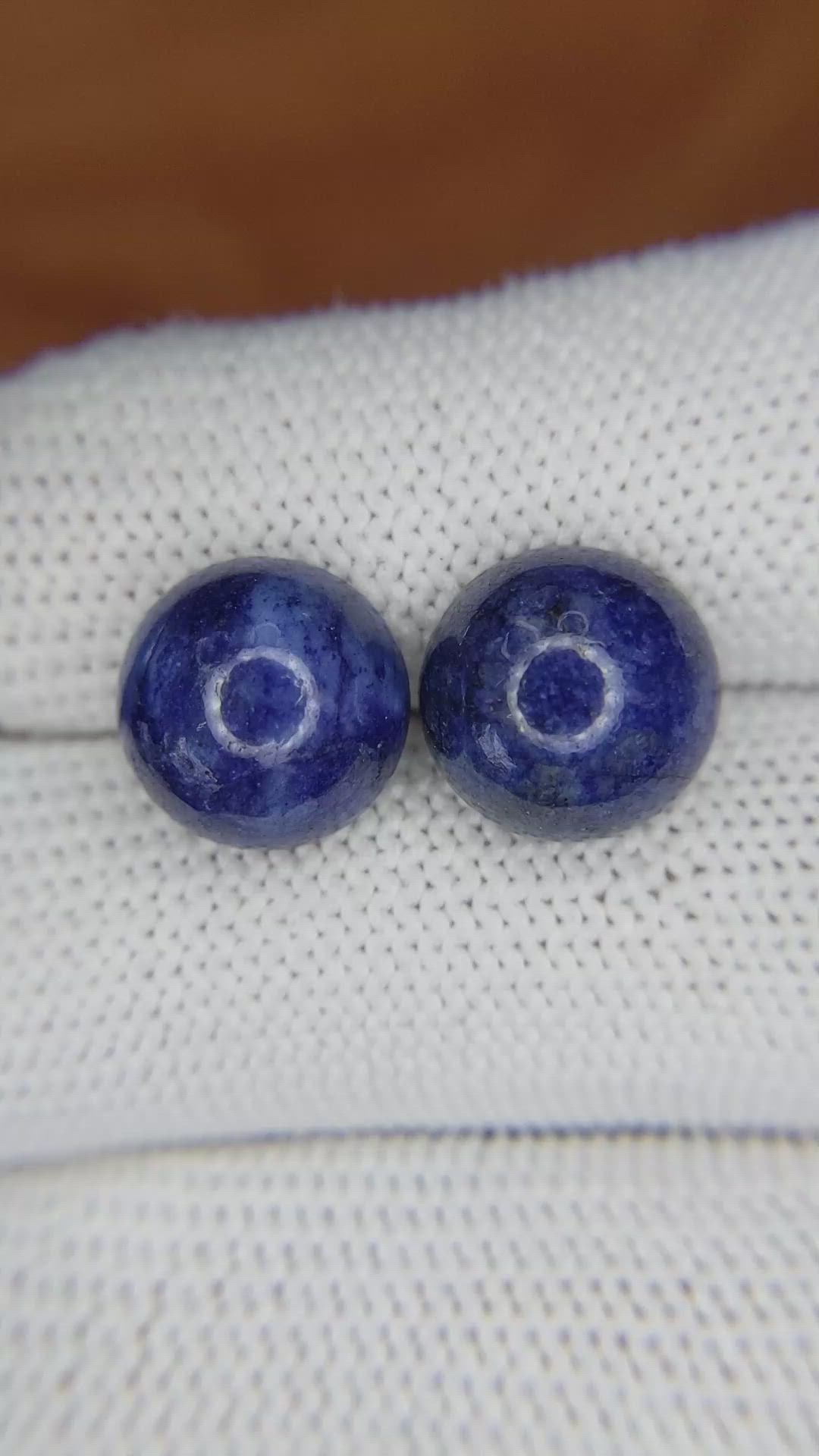 10.99&nbsp;Ct.Tw.Total Carat Weight Cabochon Lapis Pair from Afghanistan Size Video