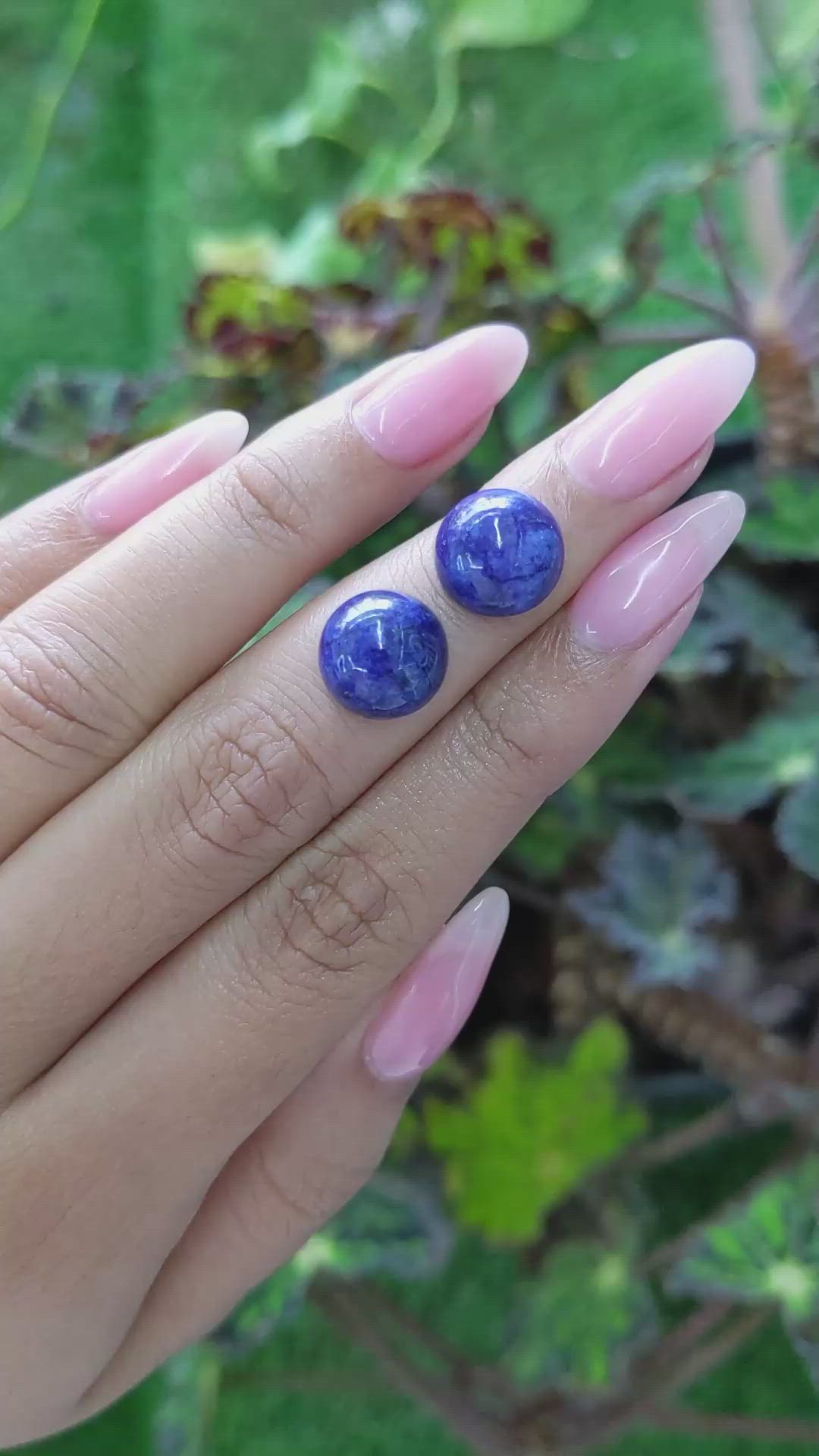 10.99&nbsp;Ct.Tw.Total Carat Weight Cabochon Lapis Pair from Afghanistan Size Video