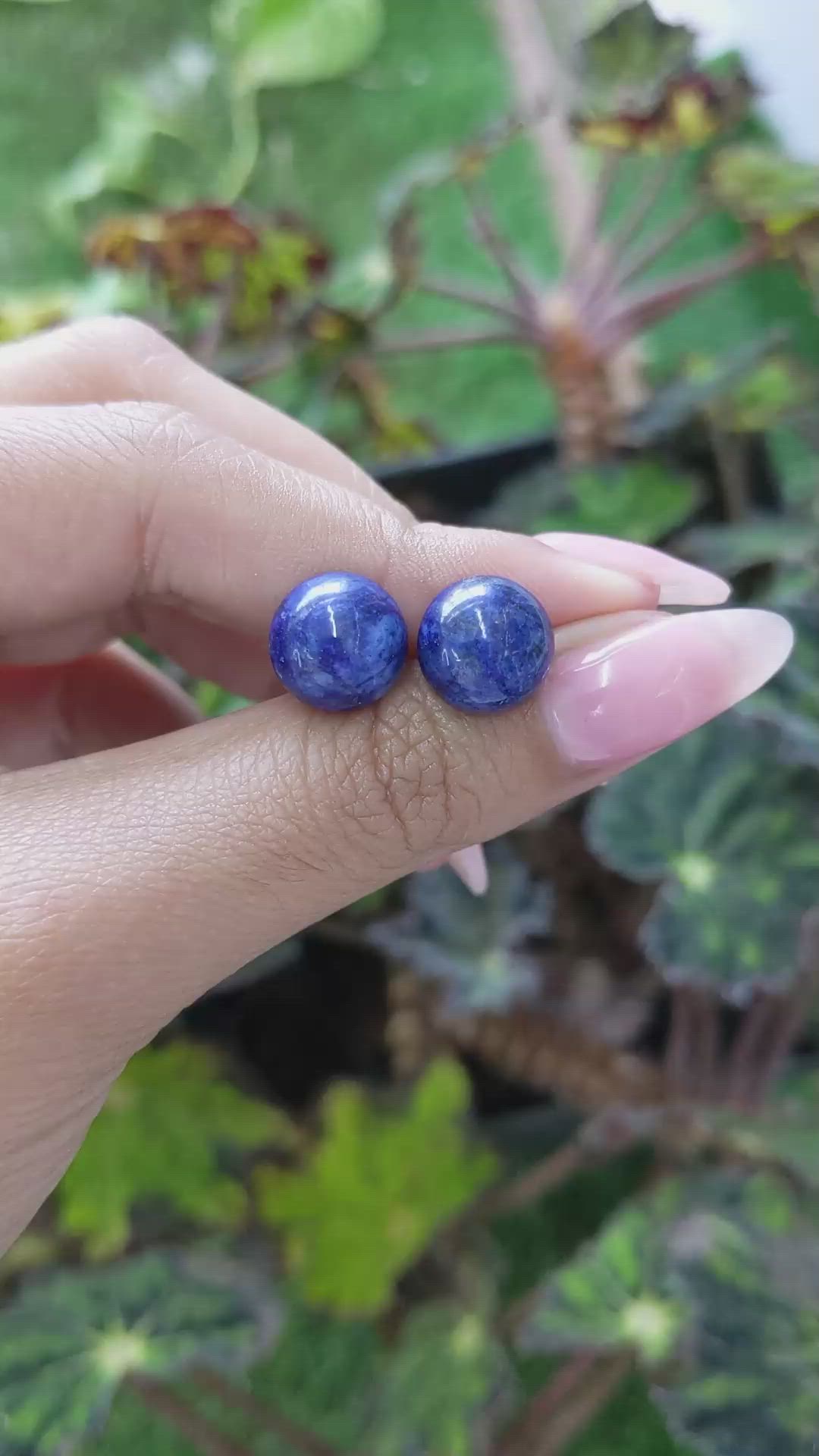 10.99&nbsp;Ct.Tw.Total Carat Weight Cabochon Lapis Pair from Afghanistan Size Video