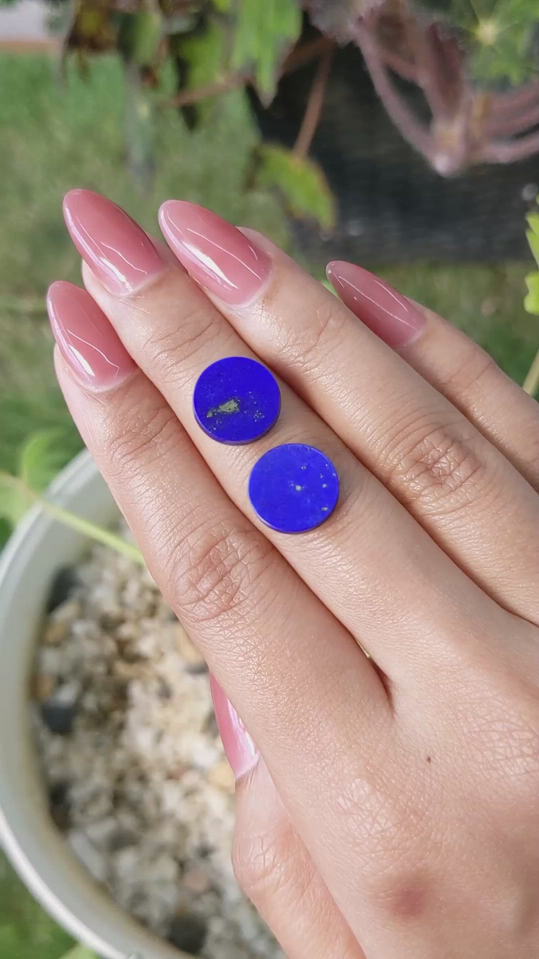 7.01&nbsp;Ct.Tw.Total Carat Weight Cabochon Lapis Pair from Afghanistan Size Video