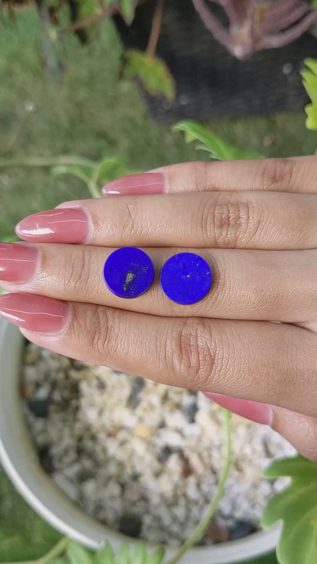 7.01&nbsp;Ct.Tw.Total Carat Weight Cabochon Lapis Pair from Afghanistan Size Video