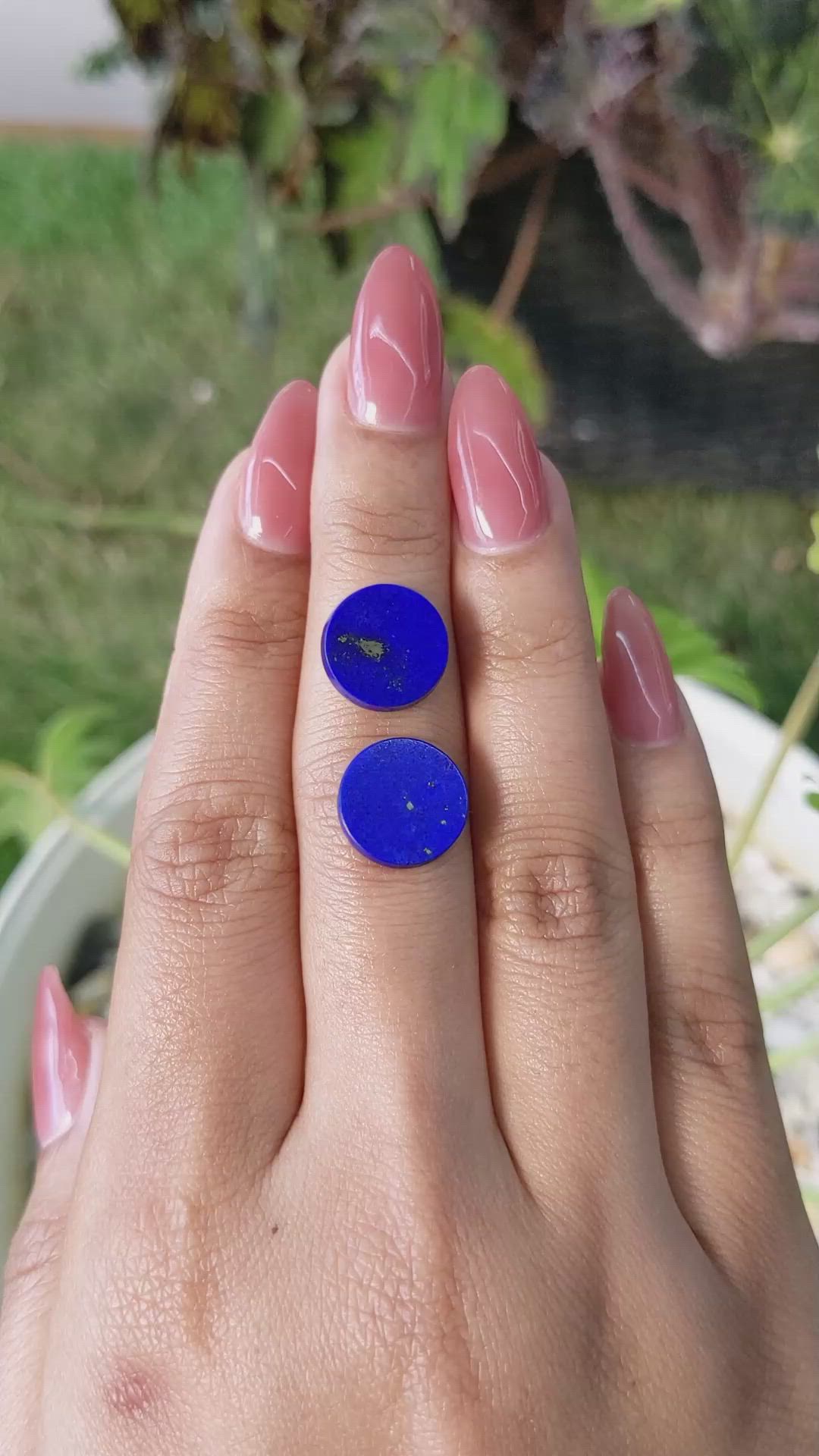 7.01&nbsp;Ct.Tw.Total Carat Weight Cabochon Lapis Pair from Afghanistan Size Video