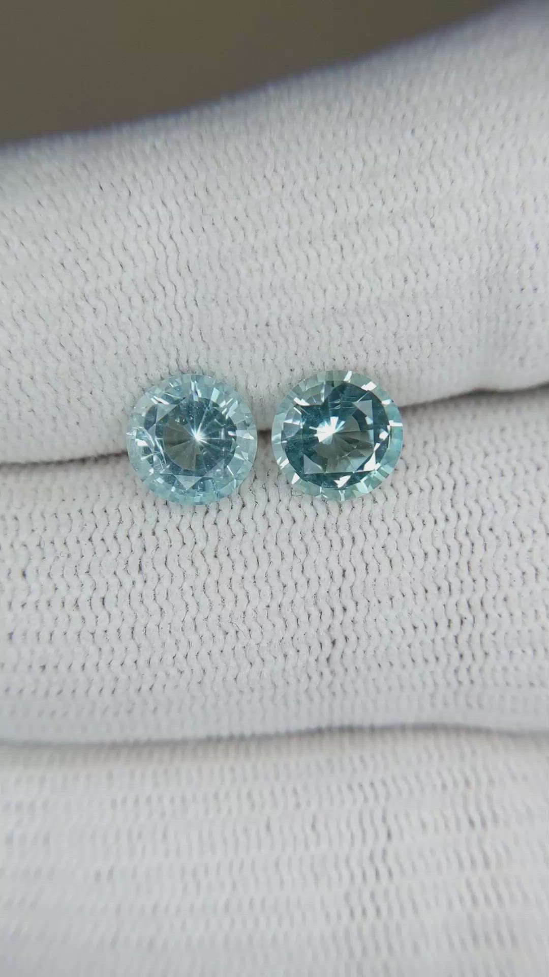 2.17&nbsp;Ct.Tw.Total Carat Weight Aquamarine Pair from Brazil Size Video