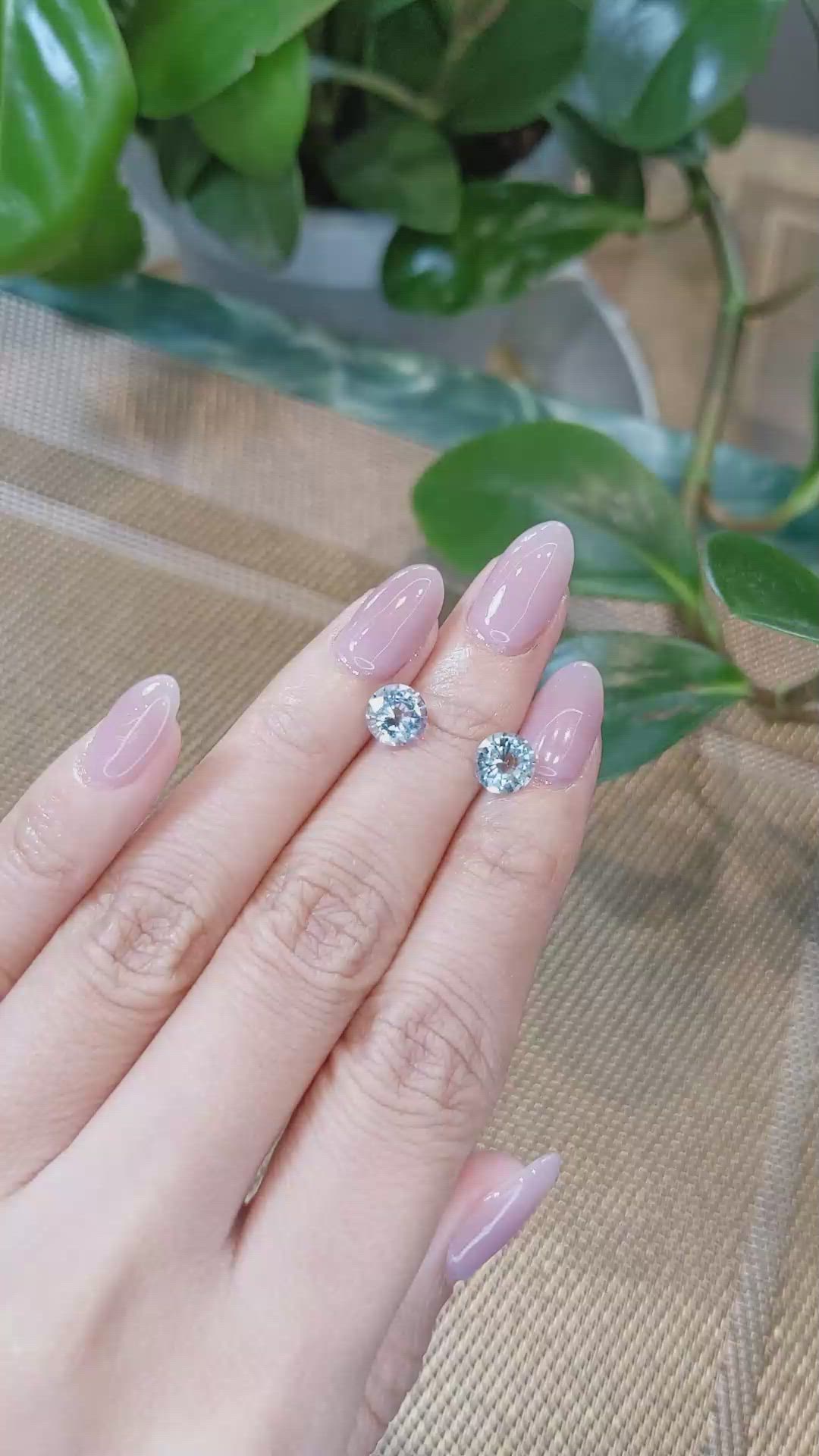 2.17&nbsp;Ct.Tw.Total Carat Weight Aquamarine Pair from Brazil Size Video