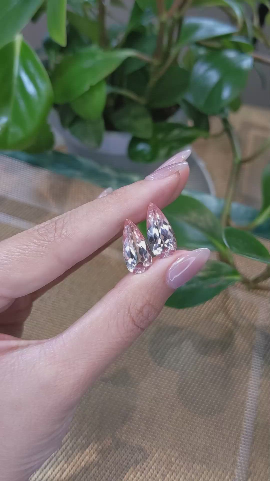 10.88&nbsp;Ct.Tw.Total Carat Weight Morganite Pair from Brazil Size Video