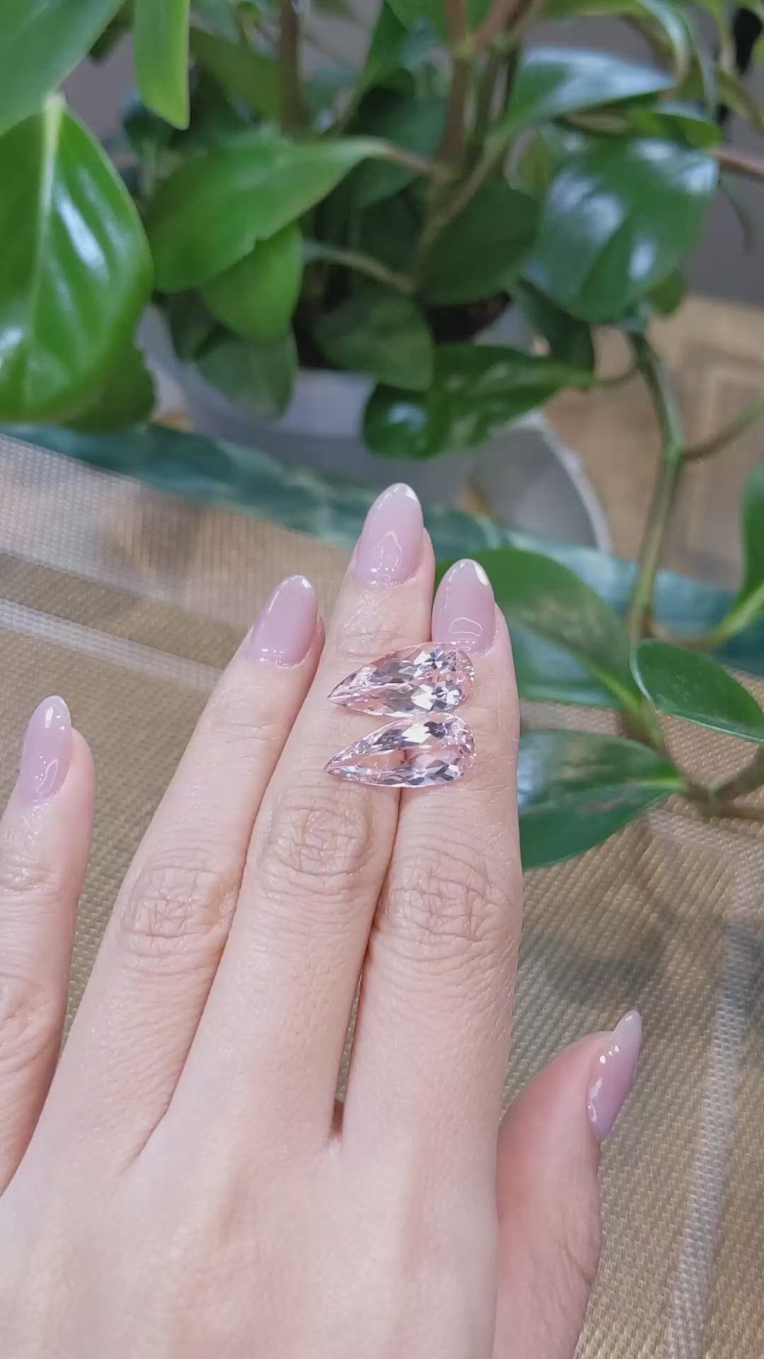 10.88&nbsp;Ct.Tw.Total Carat Weight Morganite Pair from Brazil Size Video