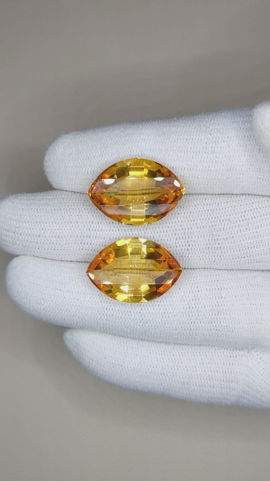 24.40&nbsp;Ct.Tw.Total Carat Weight Citrine Pair from Brazil Size Video